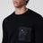 Blauer Wollpullover mit Re-Nylon-Tasche