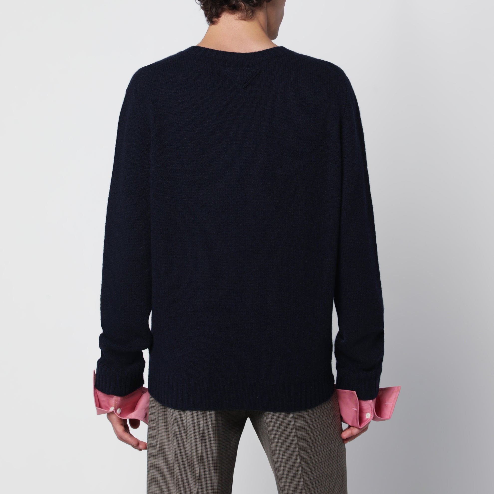 Pull ras-du-cou bleu en laine Shetland