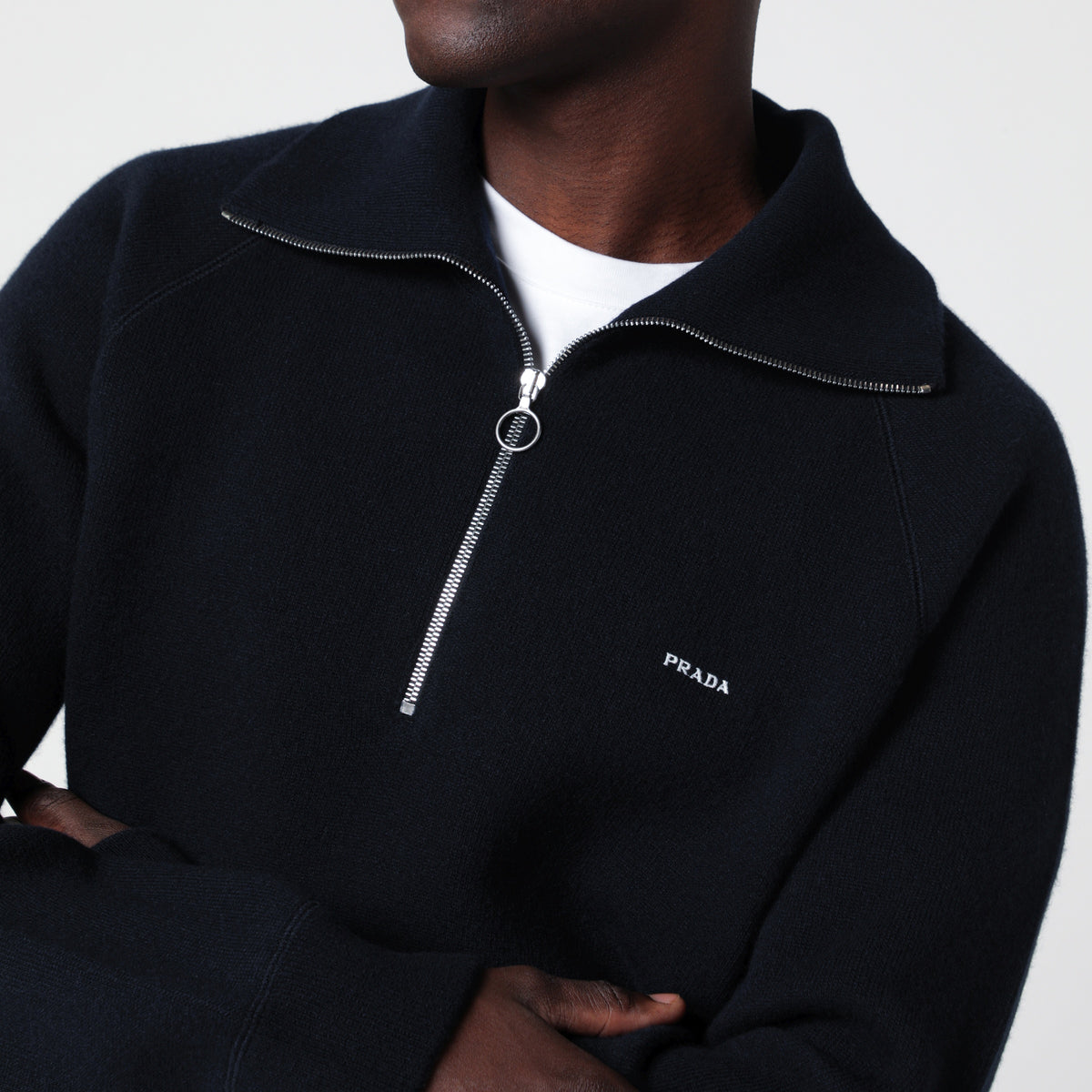 Blue wool and cashmere polo shirt