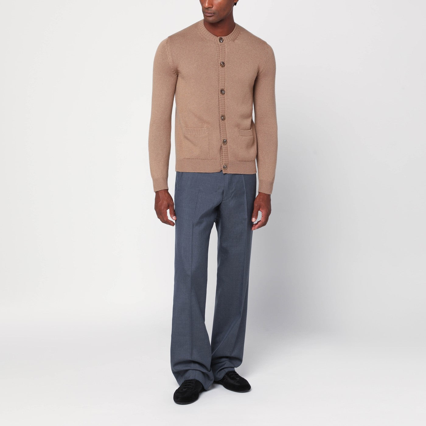 Camel-coloured cardigan in cashmere