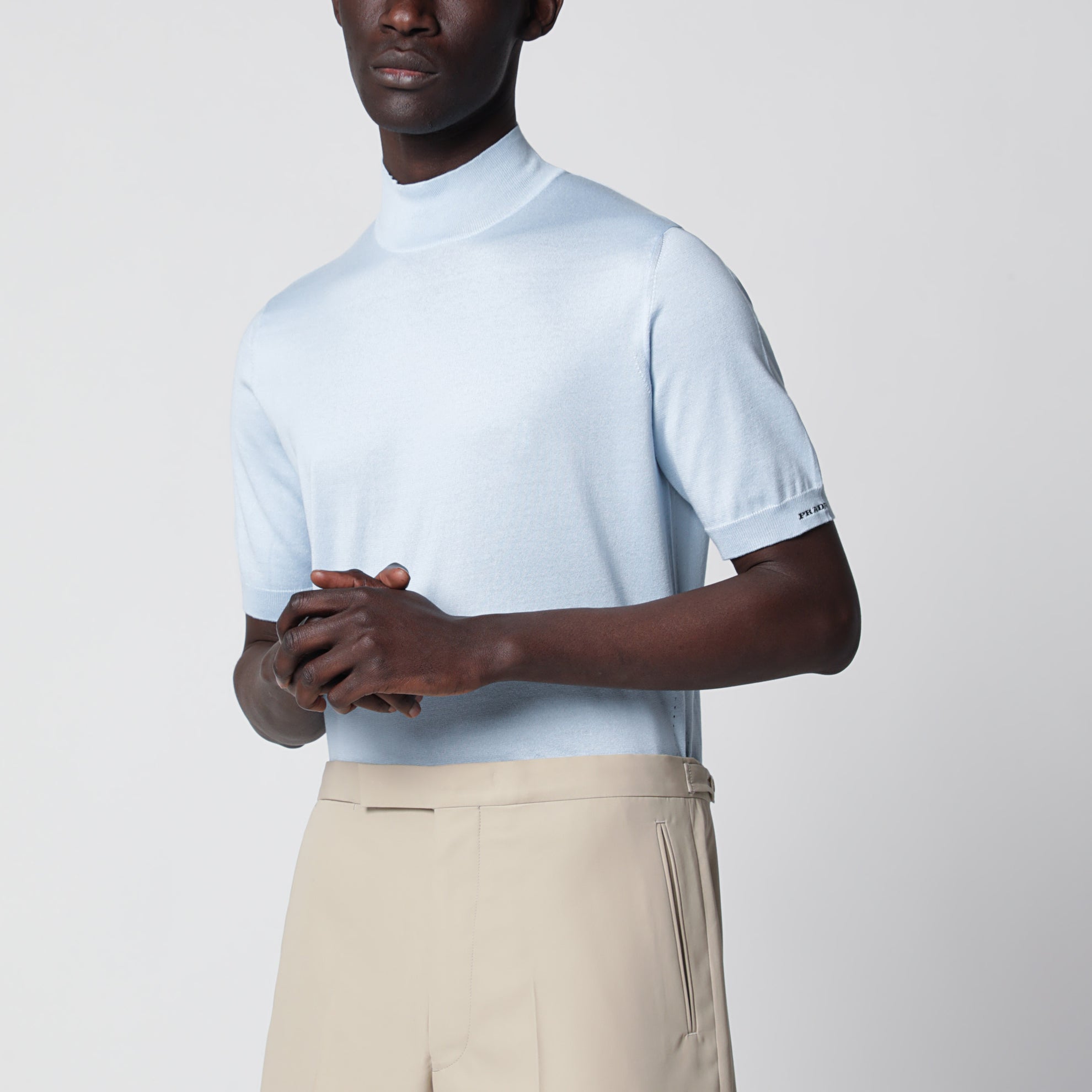Light blue short-sleeve cotton top