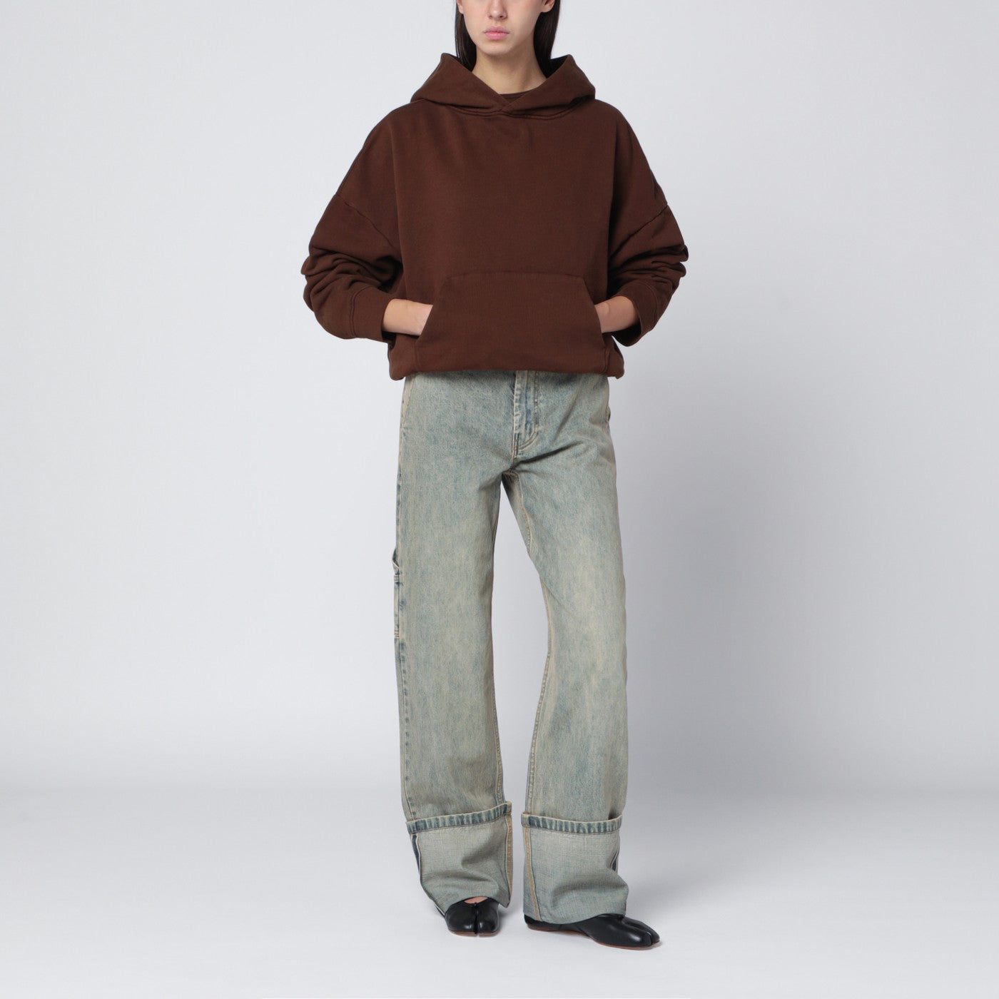 Felpa con cappuccio marrone