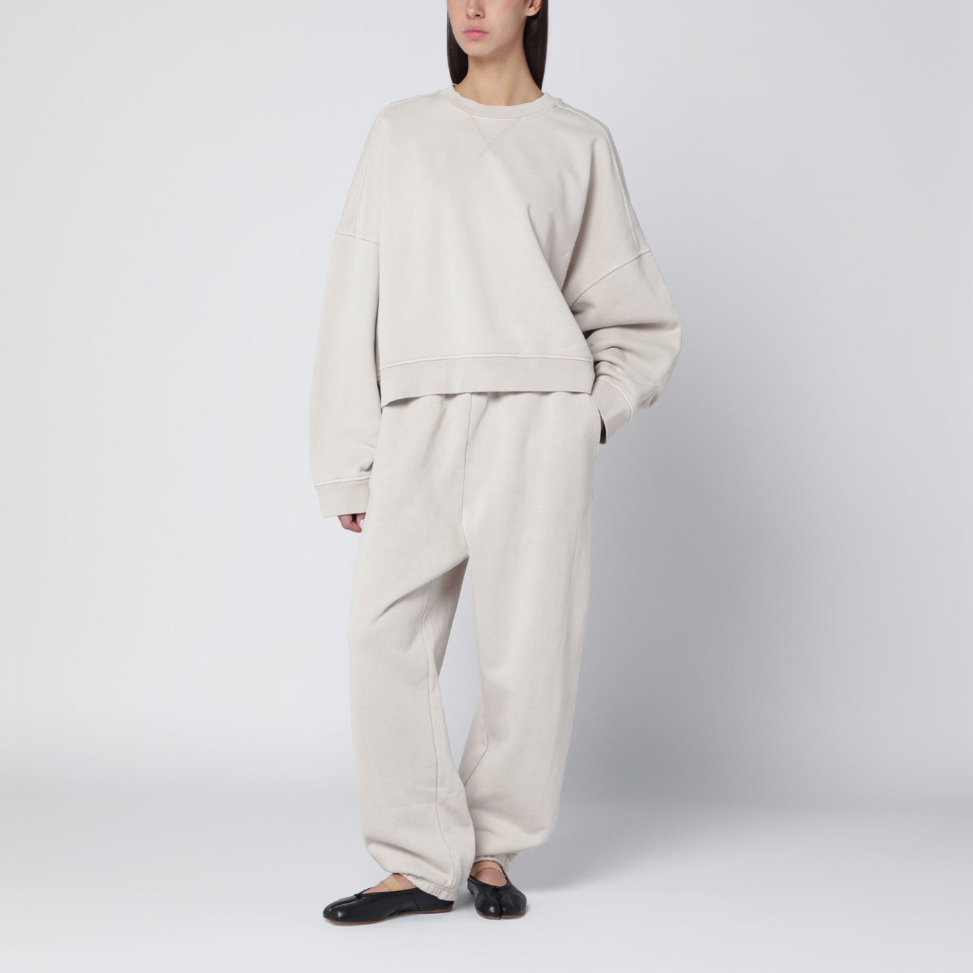 Felpa girocollo ampia bianca