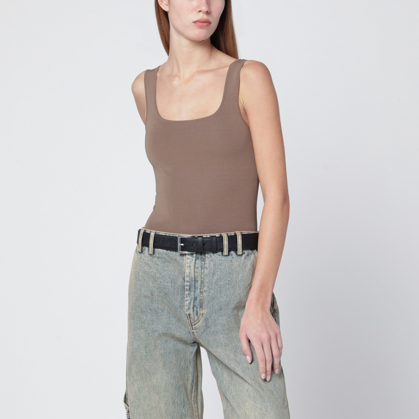 Light brown viscose-blend top