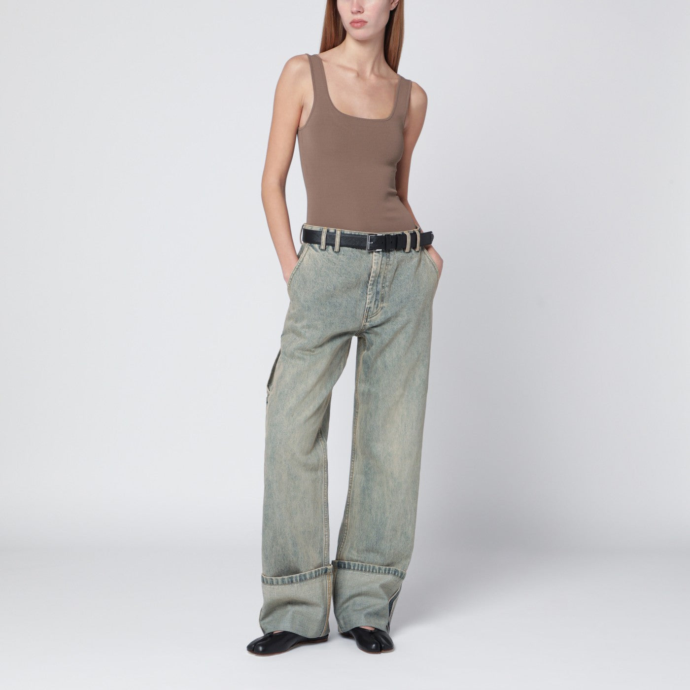 Light brown viscose-blend top