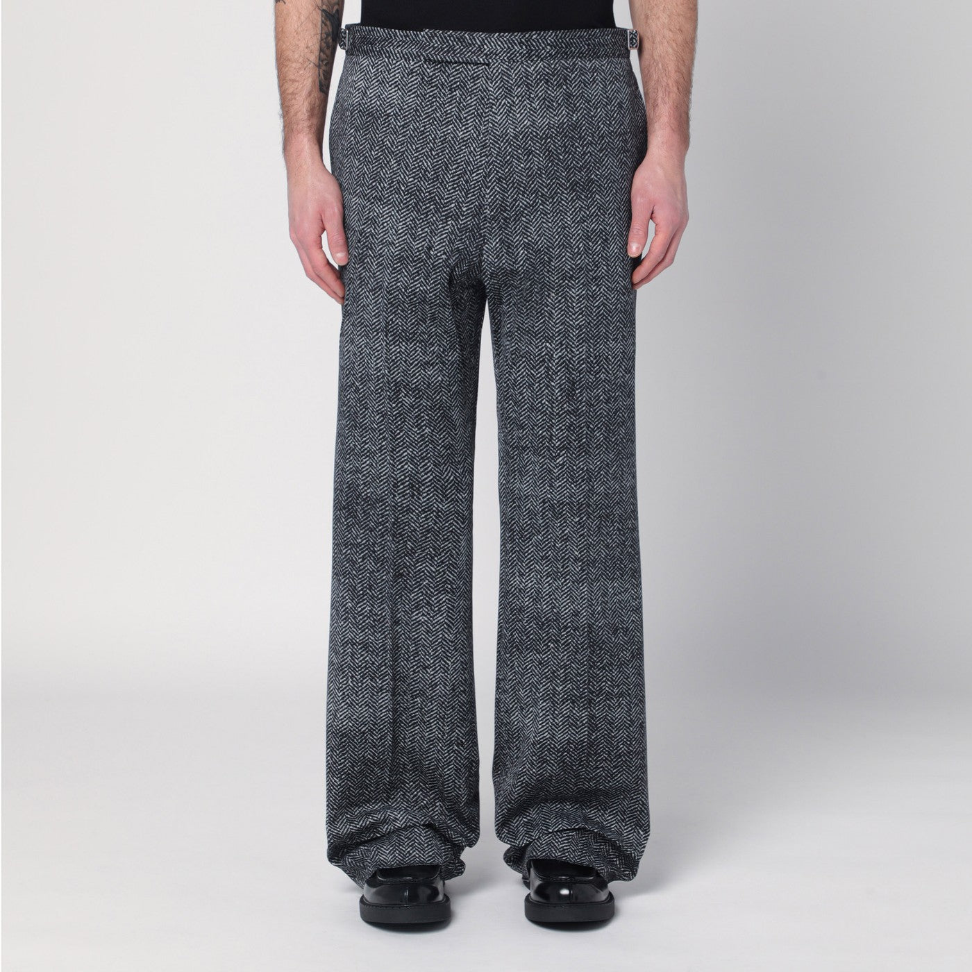Black/white herringbone pants
