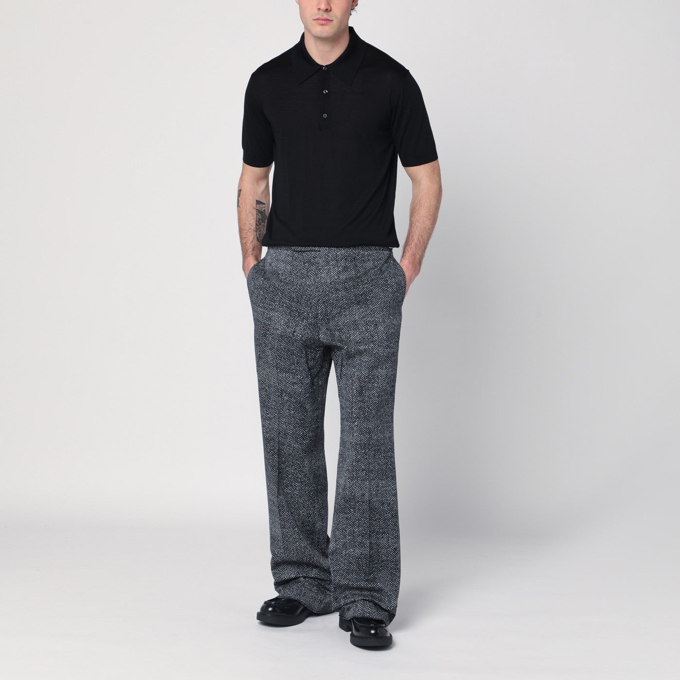 Black/white herringbone pants