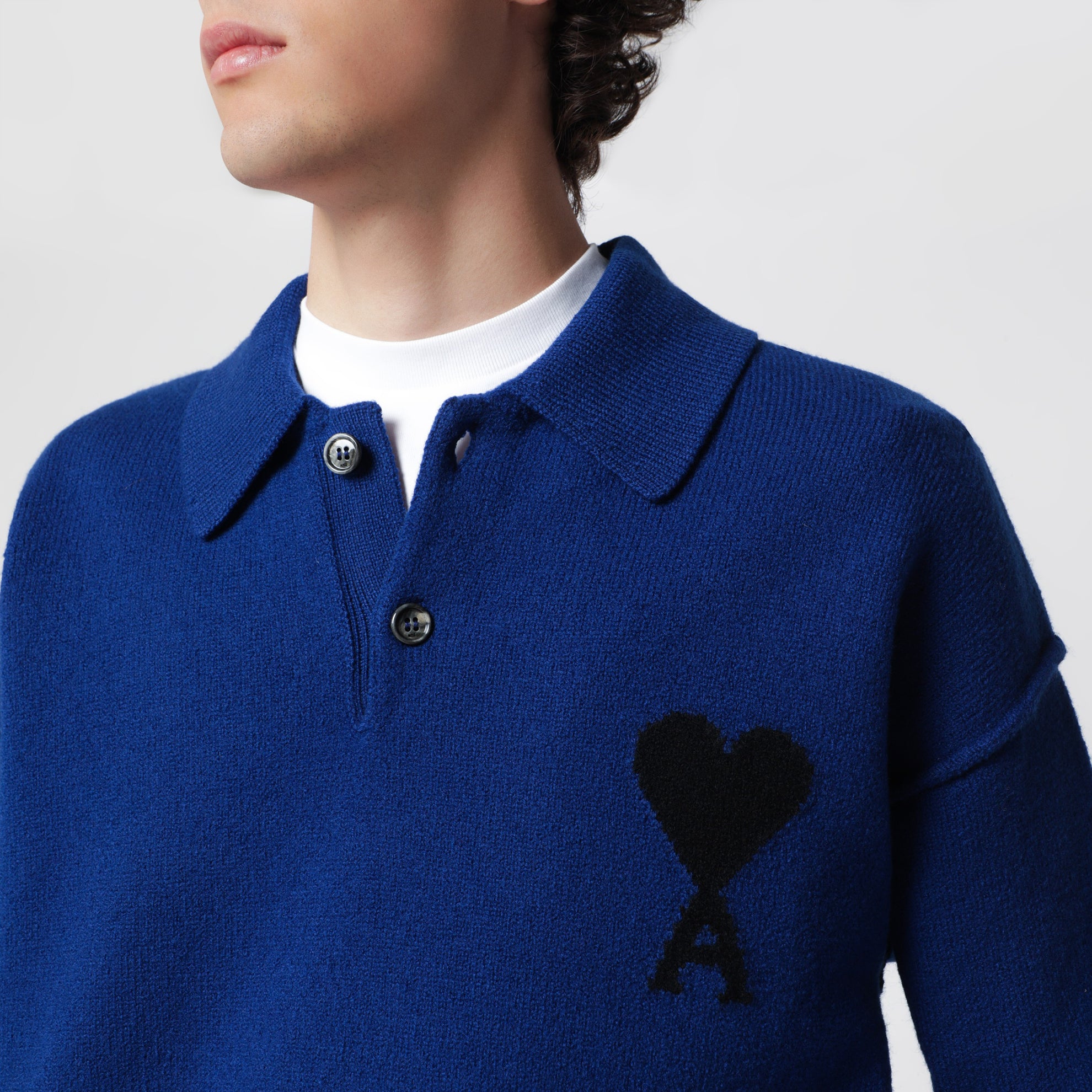 Electric blue Ami de Coeur polo sweater in wool