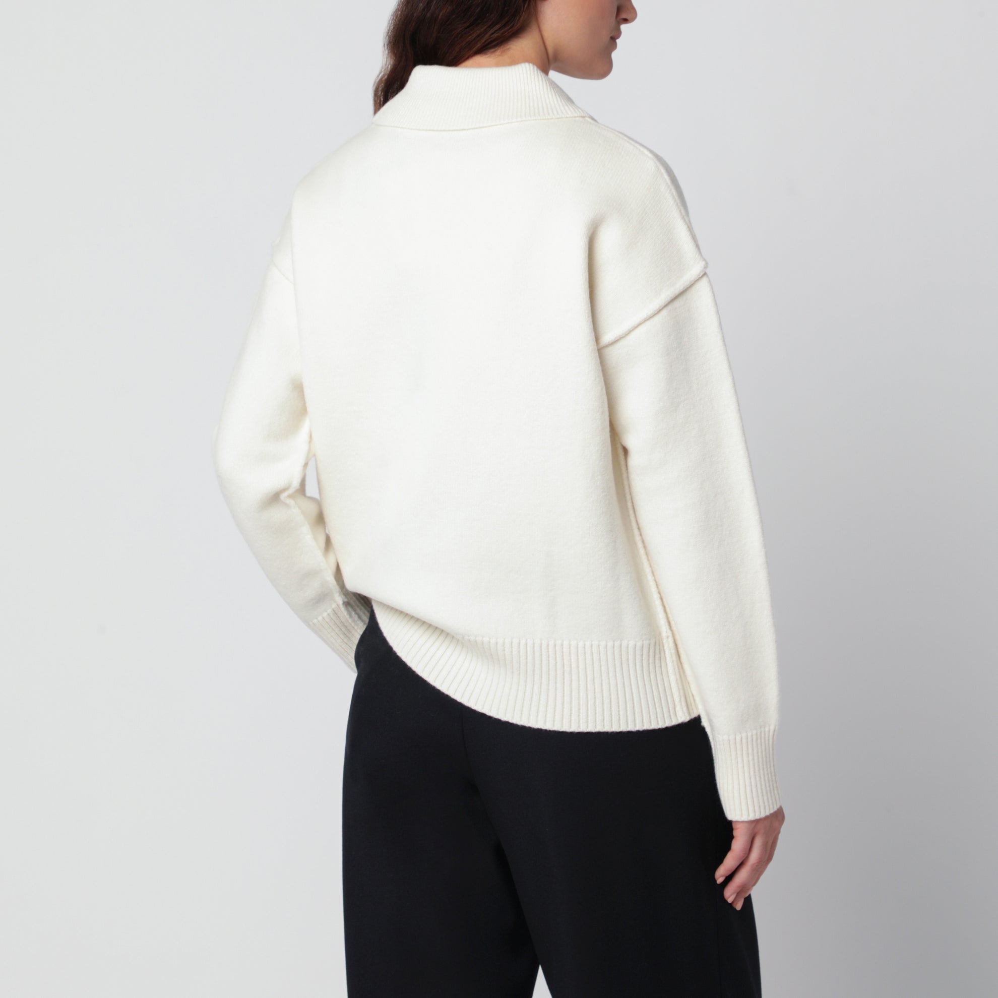 Maglione a polo Ami de Coeur bianco in lana