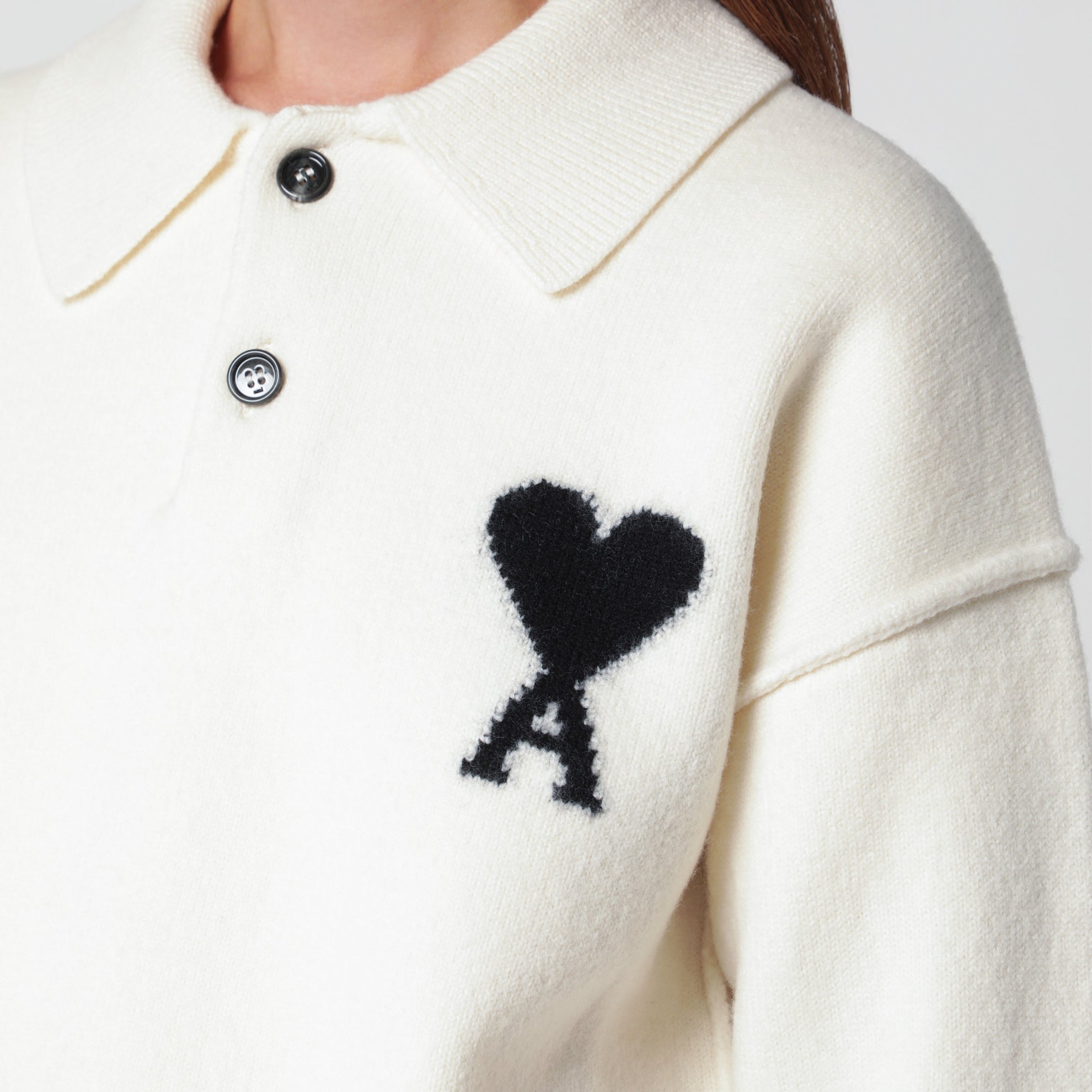 Maglione a polo Ami de Coeur bianco in lana