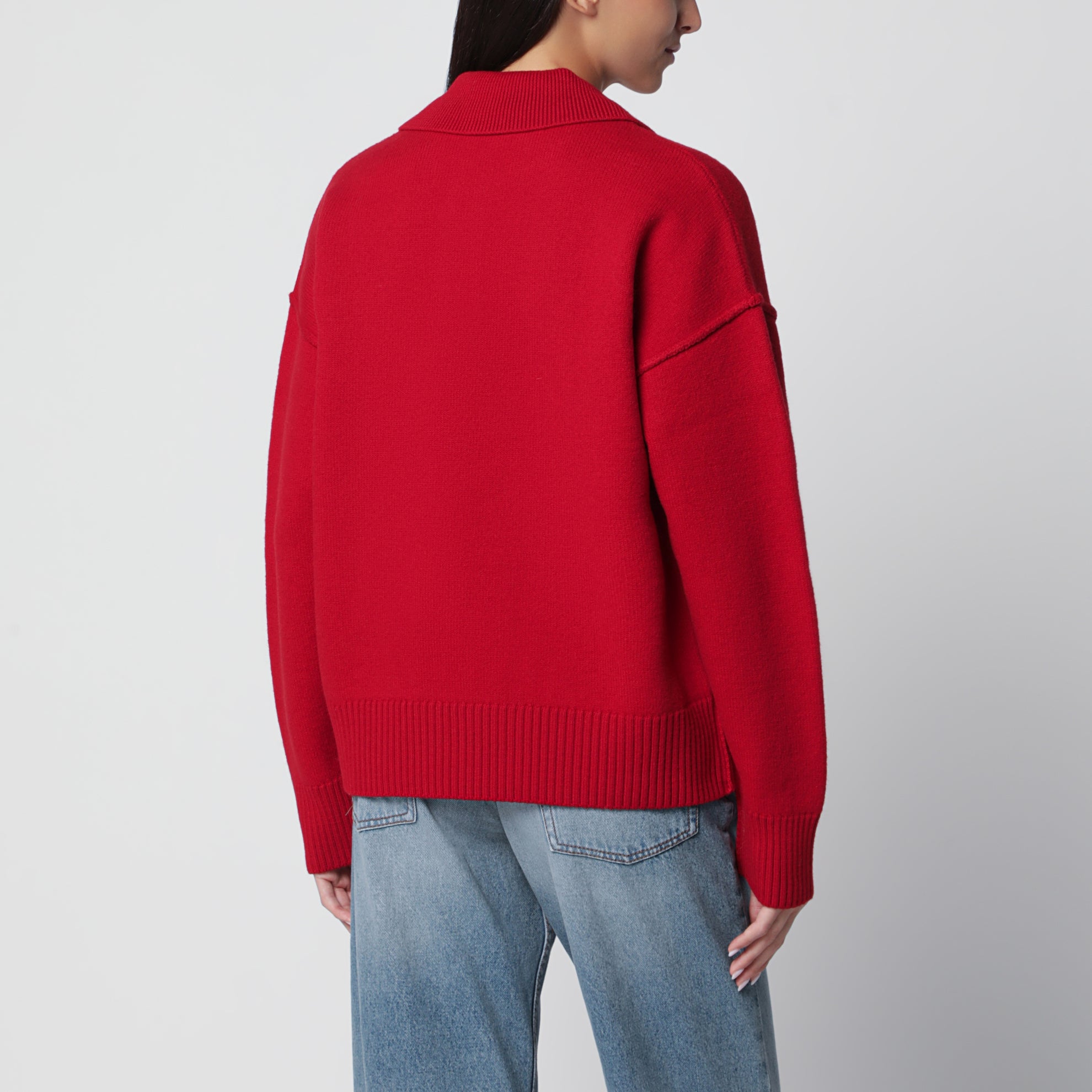 Roter Ami de Coeur Polopullover aus Wolle