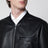 Bomber con zip nero in pelle