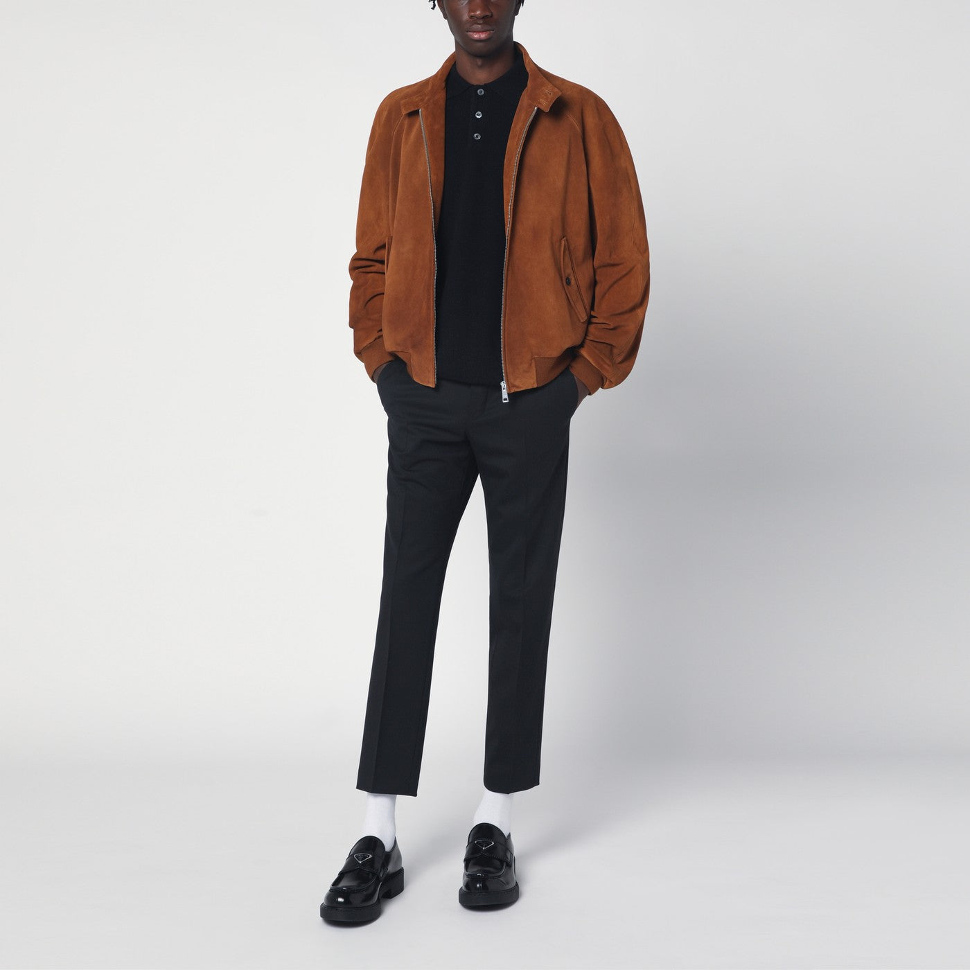 Kamel-farbenes Wildleder-Bomberjacke