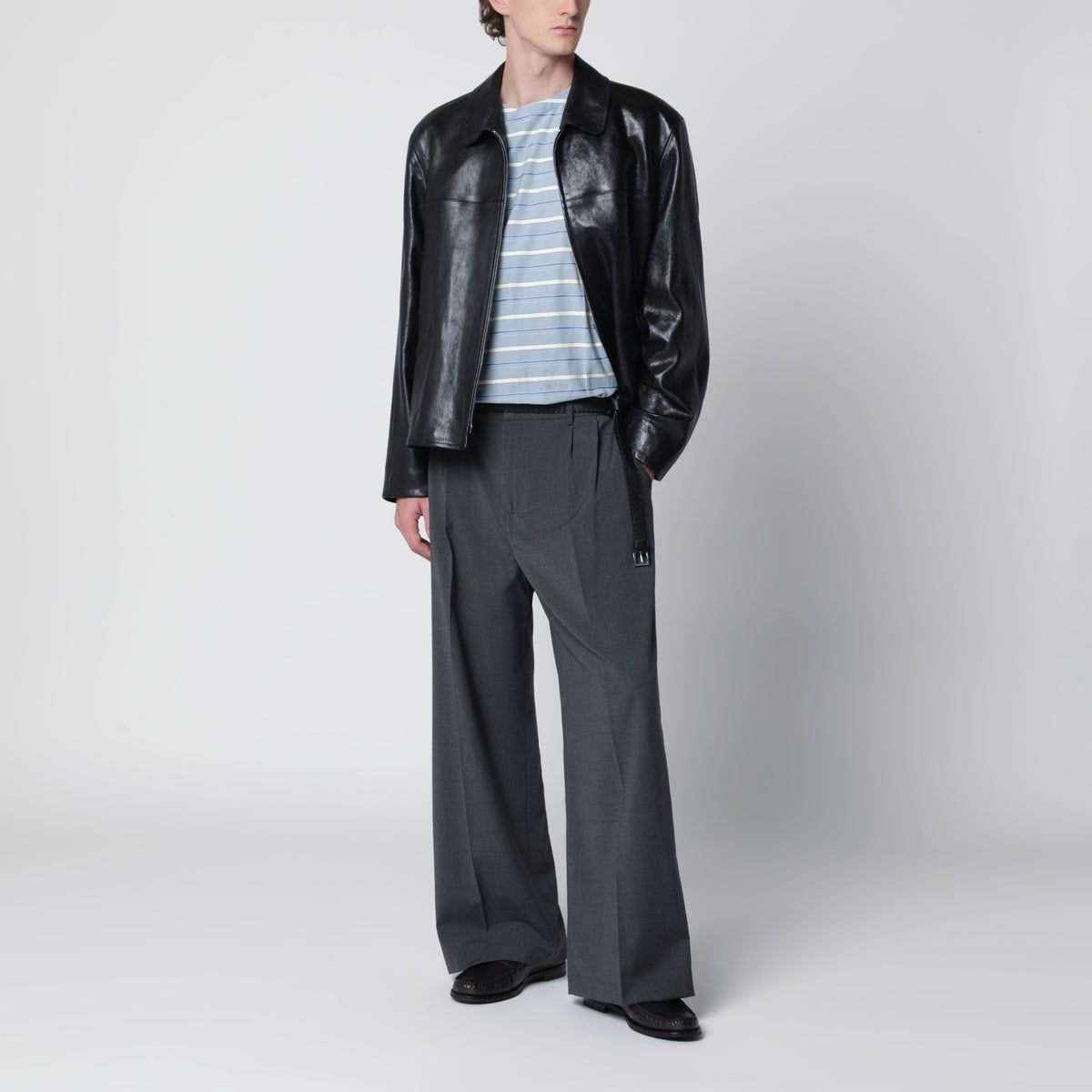 Blouson nero in nappa di agnello