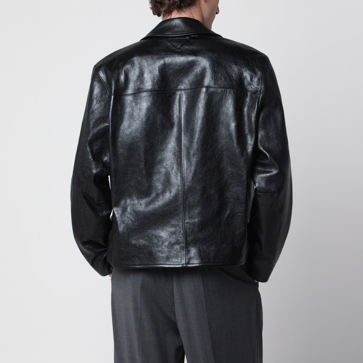 Blouson nero in nappa di agnello