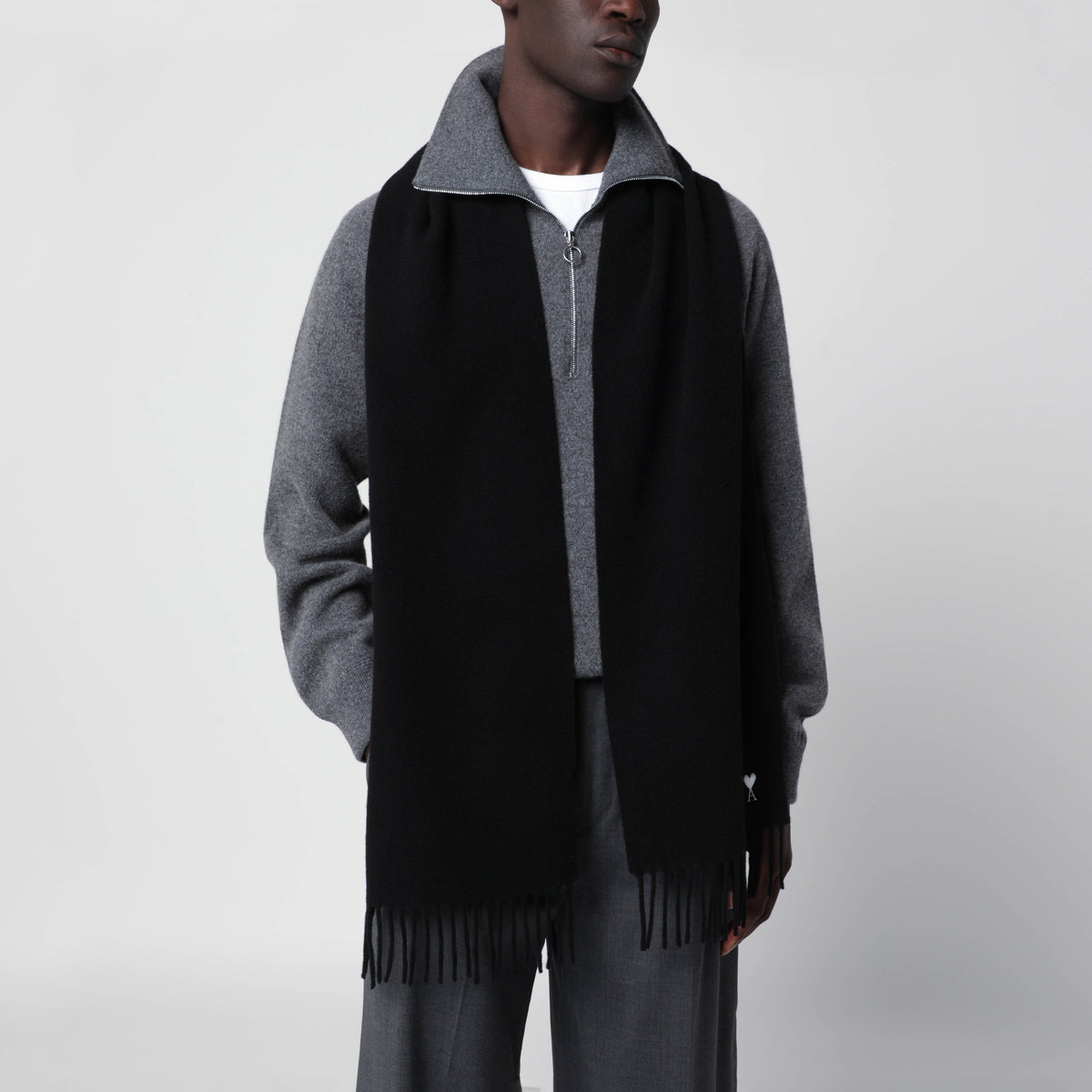 Écharpe Ami de Coeur noire en laine