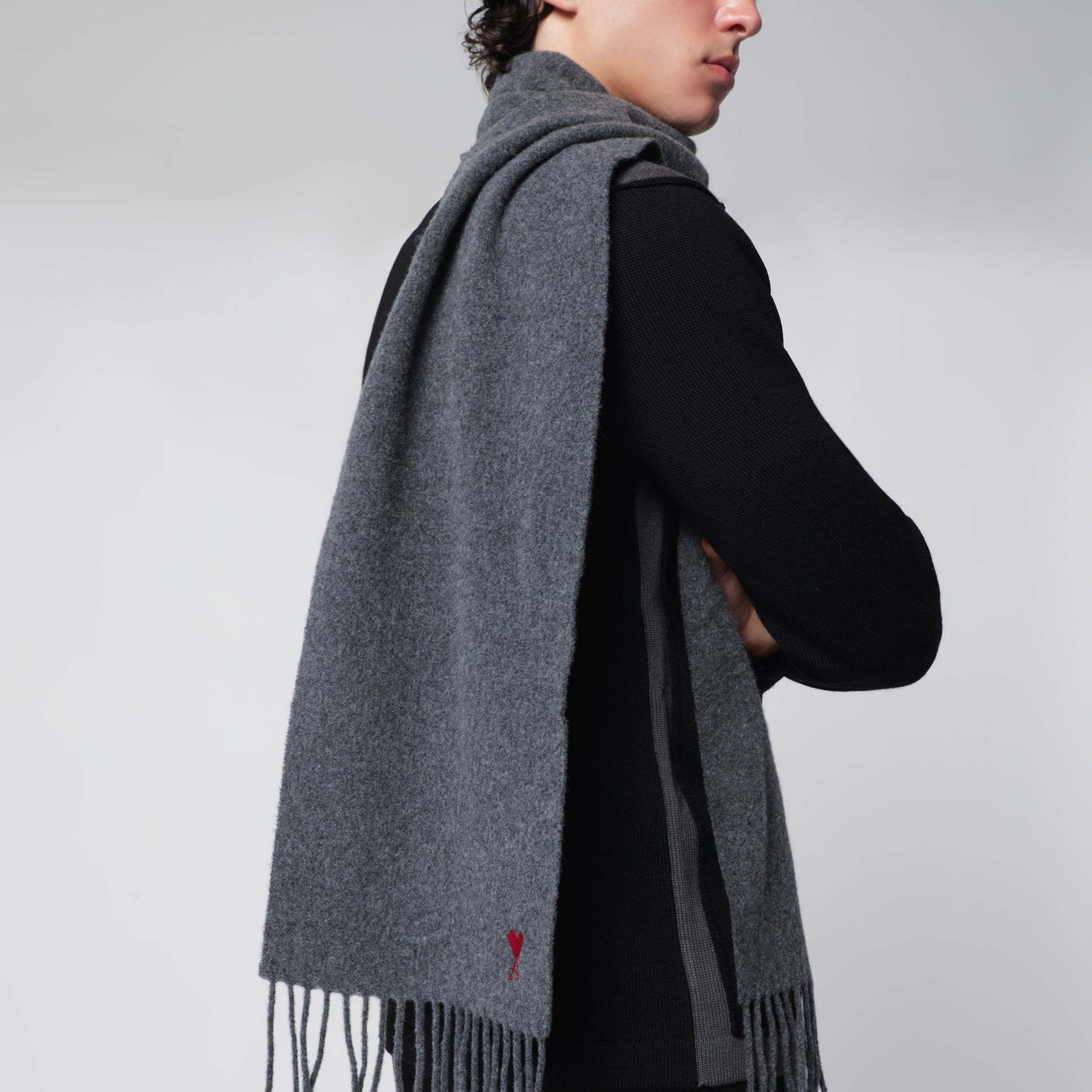 Grey Ami de Cœur Wool Scarf