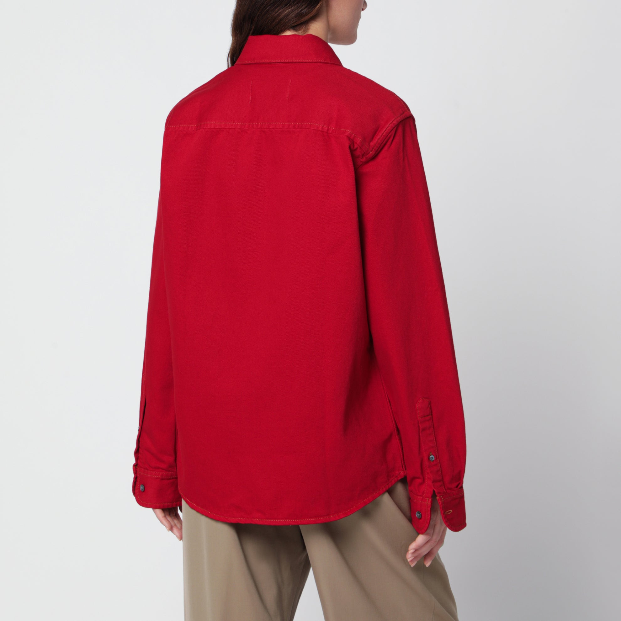 Camicia Ami de Cœur rosso rubino in cotone