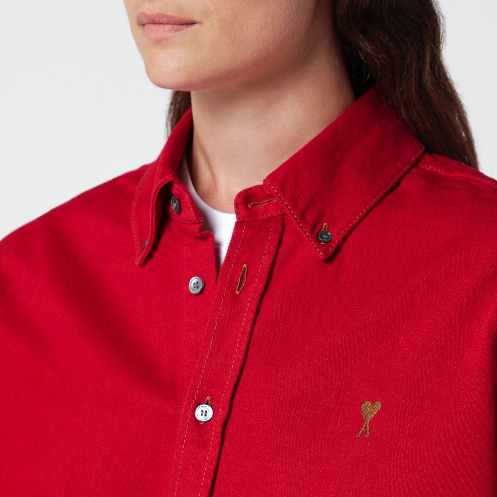 Camicia Ami de Cœur rosso rubino in cotone
