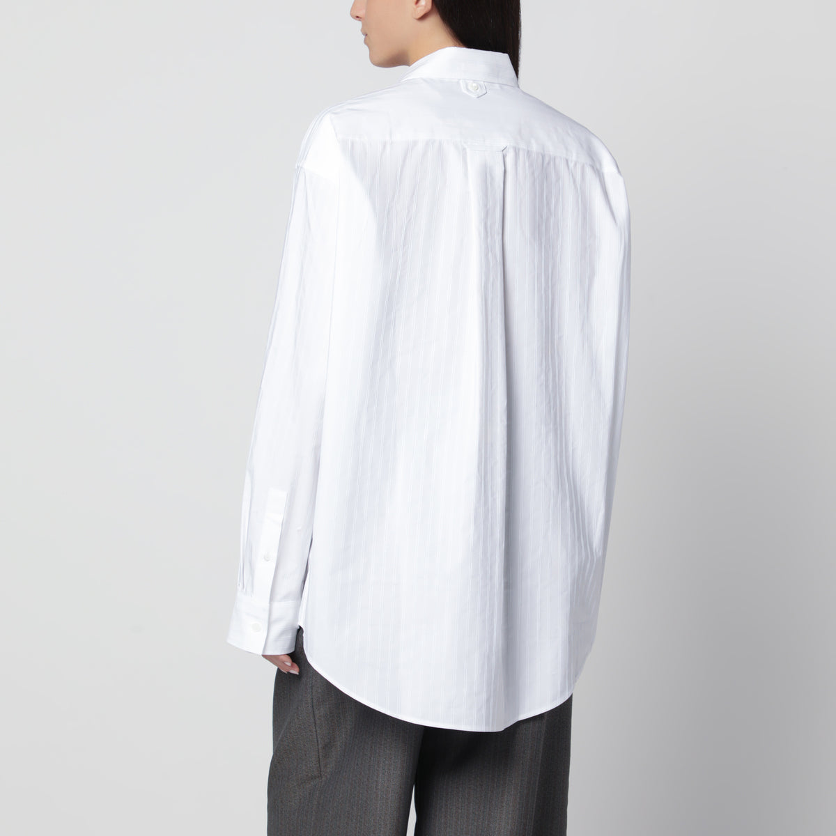 Weißes Baumwollpopeline-Hemd Large Fit