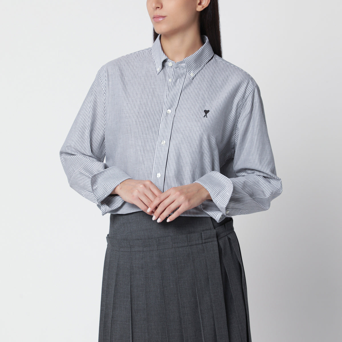 Camicia Ami de Coeur a righe nere/bianche in cotone
