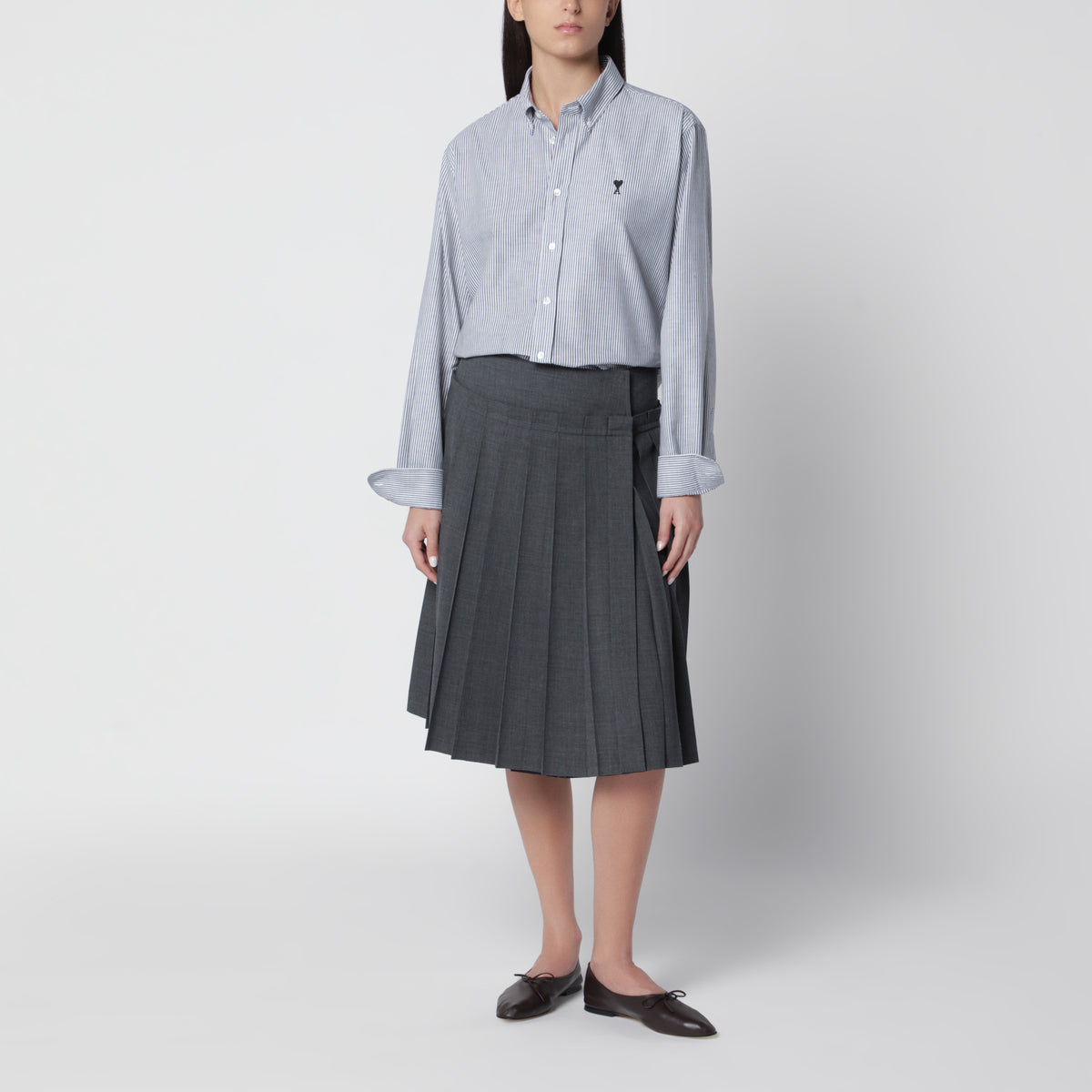 Camicia Ami de Coeur a righe nere/bianche in cotone