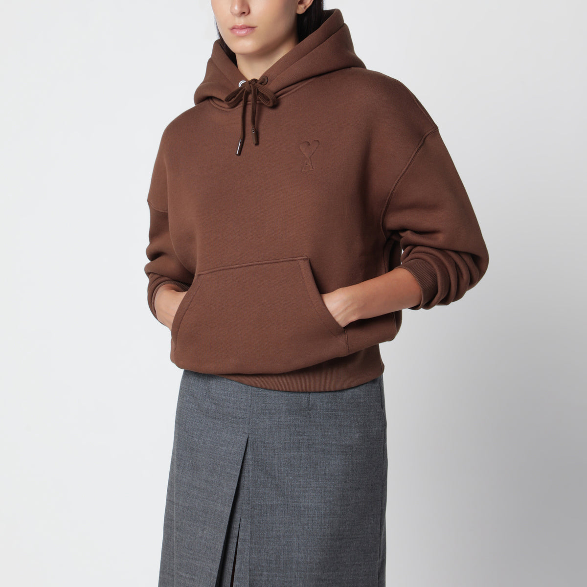 Braunes Ami de Coeur Kapuzen-Sweatshirt