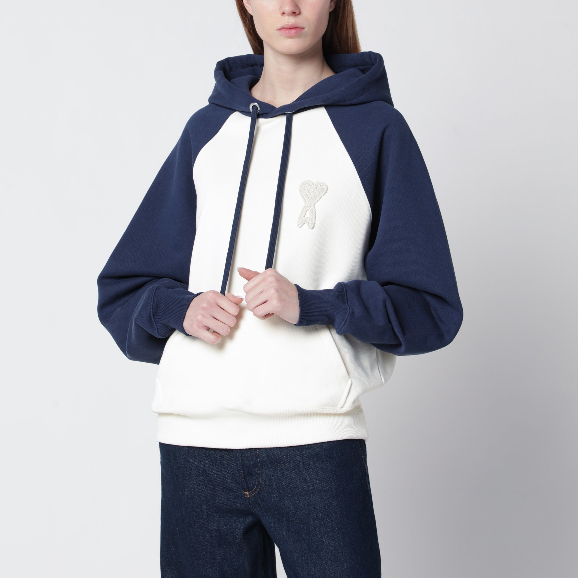 Ami De Coeur hoodie in cream/blue