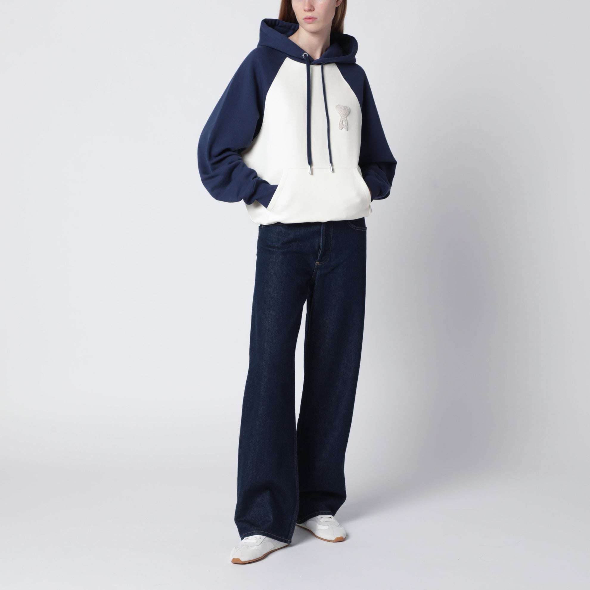 Ami De Coeur hoodie in cream/blue