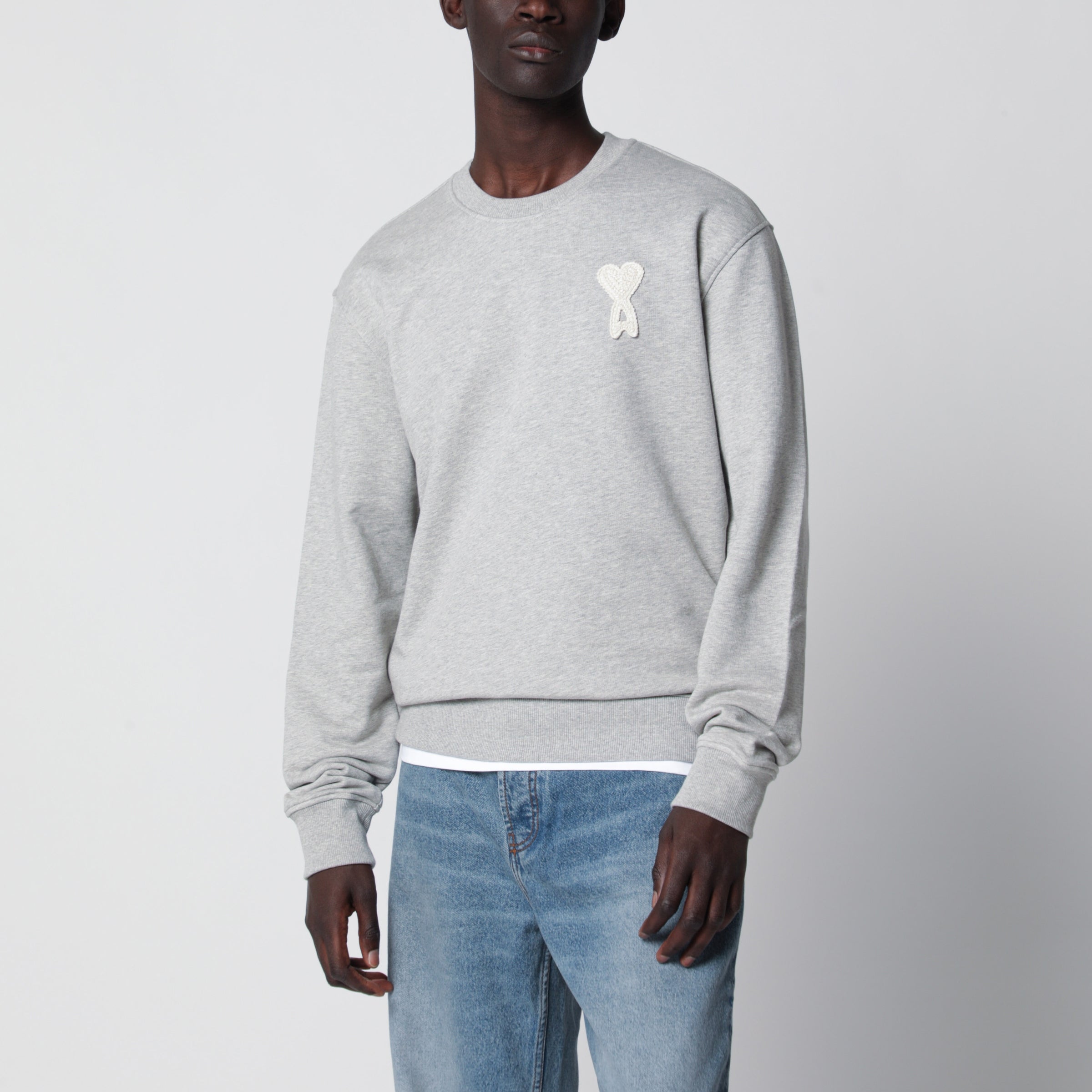 Ami Paris Grey Ami de Coeur cotton sweatshirt | TheDoubleF