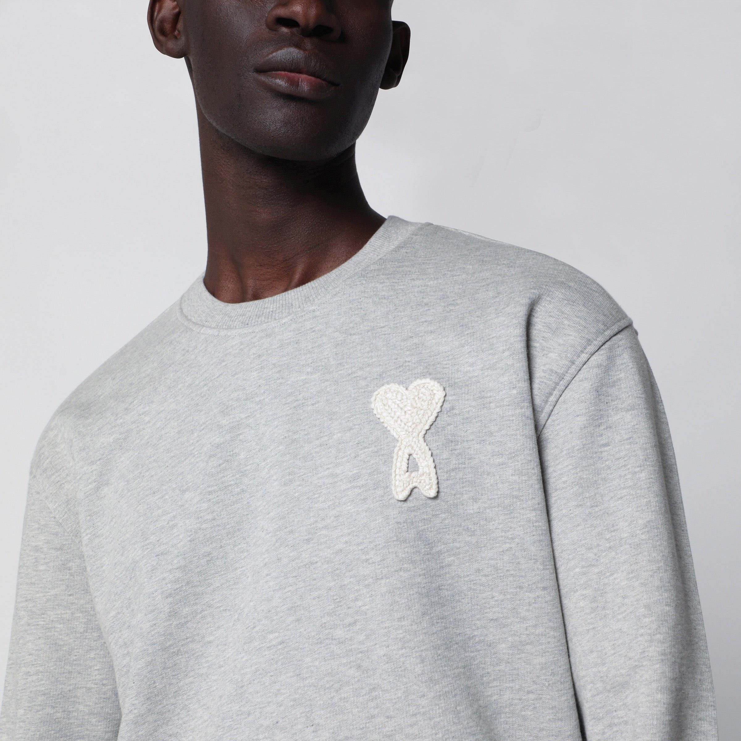 Ami Paris Grey Ami de Coeur cotton sweatshirt | TheDoubleF