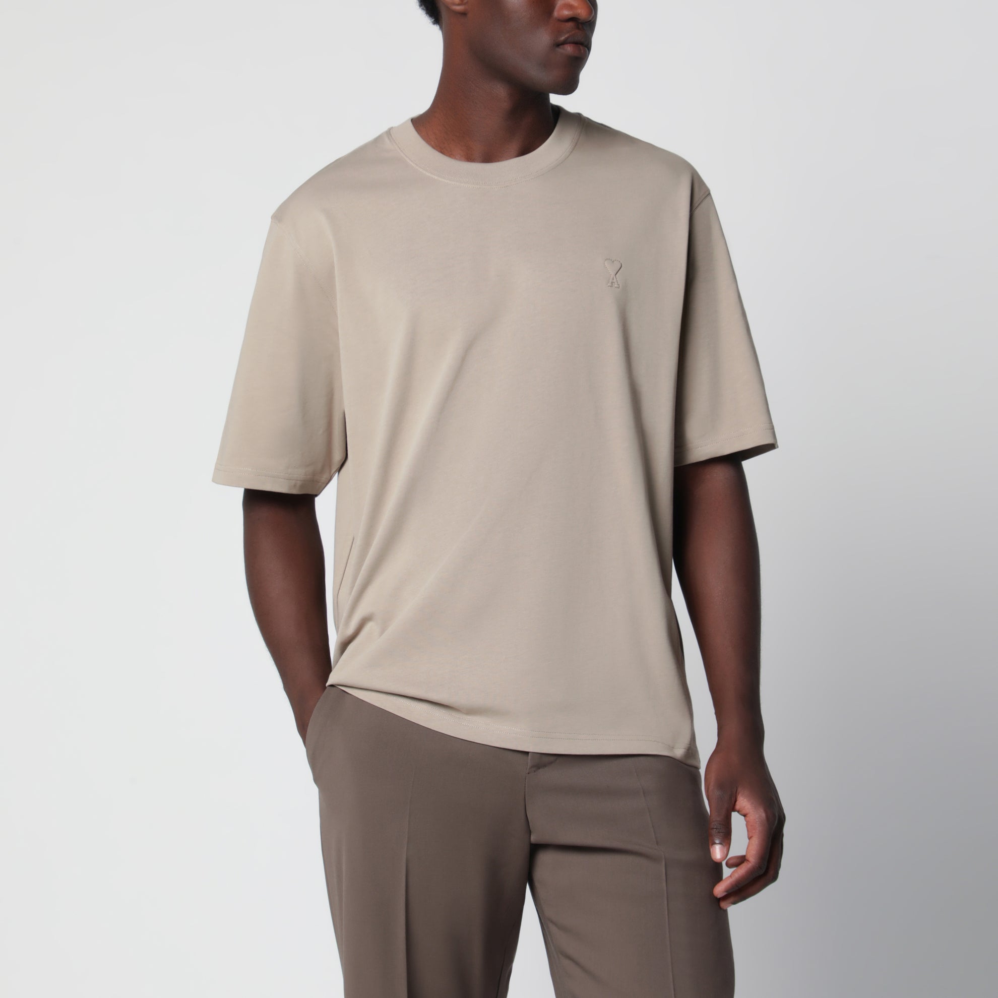 T-shirt Ami de Coeur beige taupe in cotone