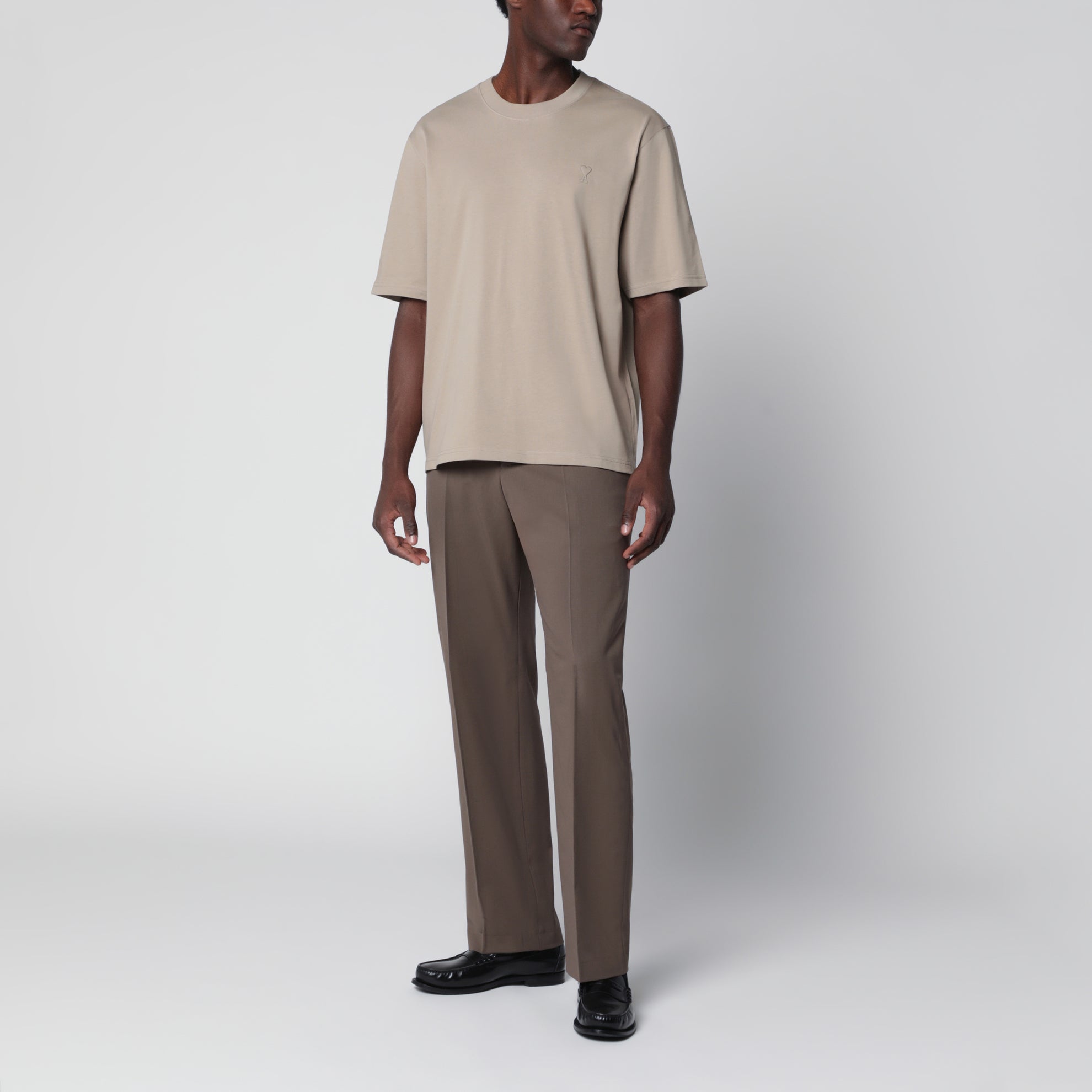 T-shirt Ami de Coeur beige taupe in cotone