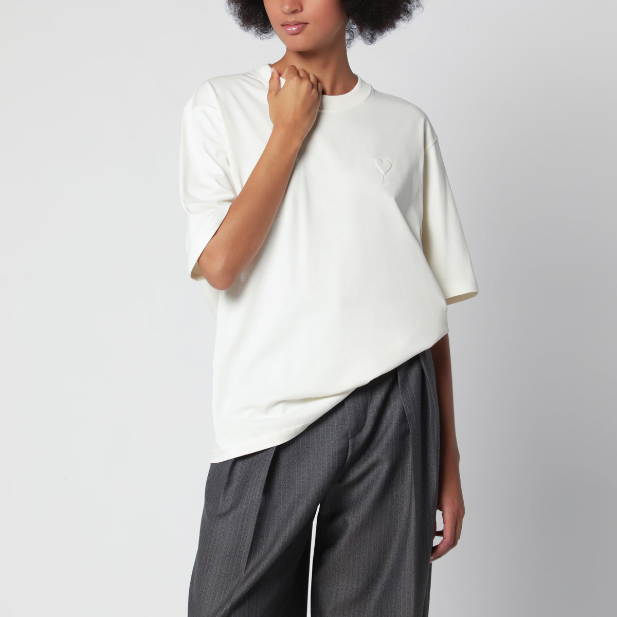 T-shirt boxy Ami de Coeur avorio