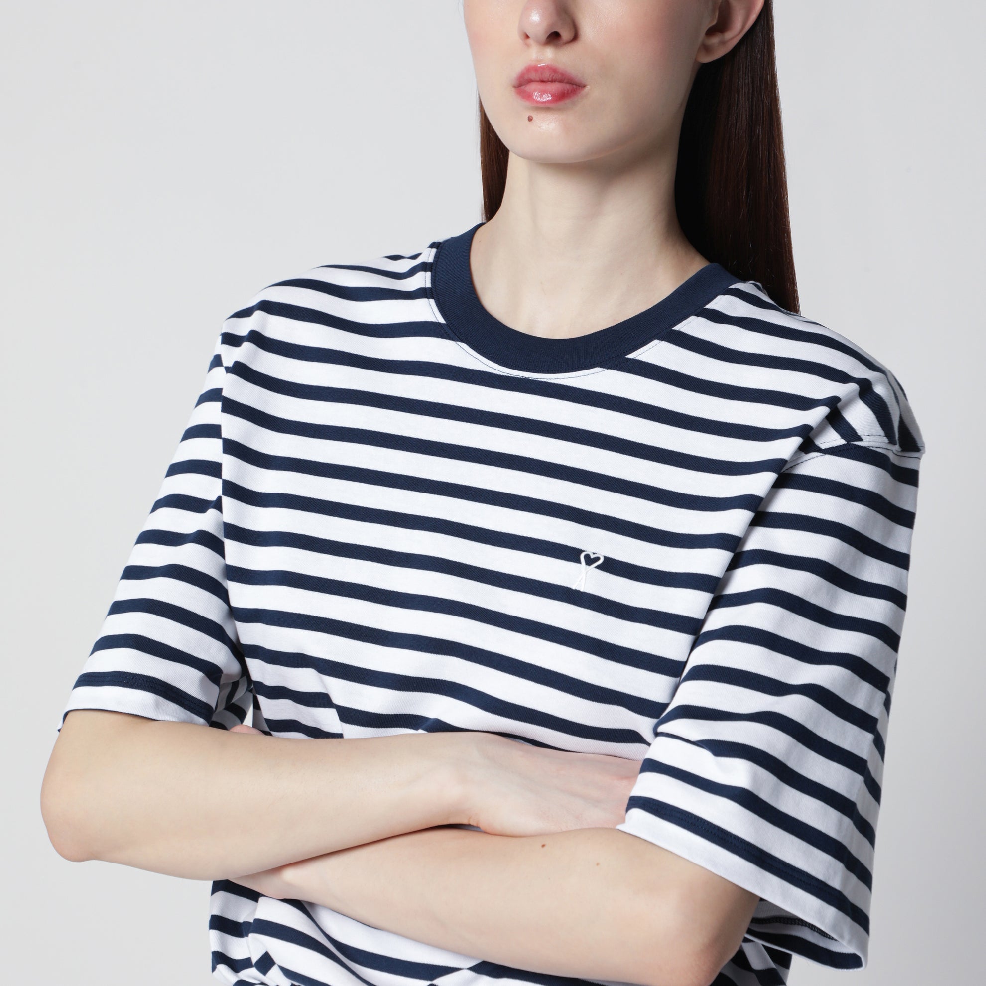 T-shirt Ami de Coeur à rayures bleu/blanc par Ami Paris