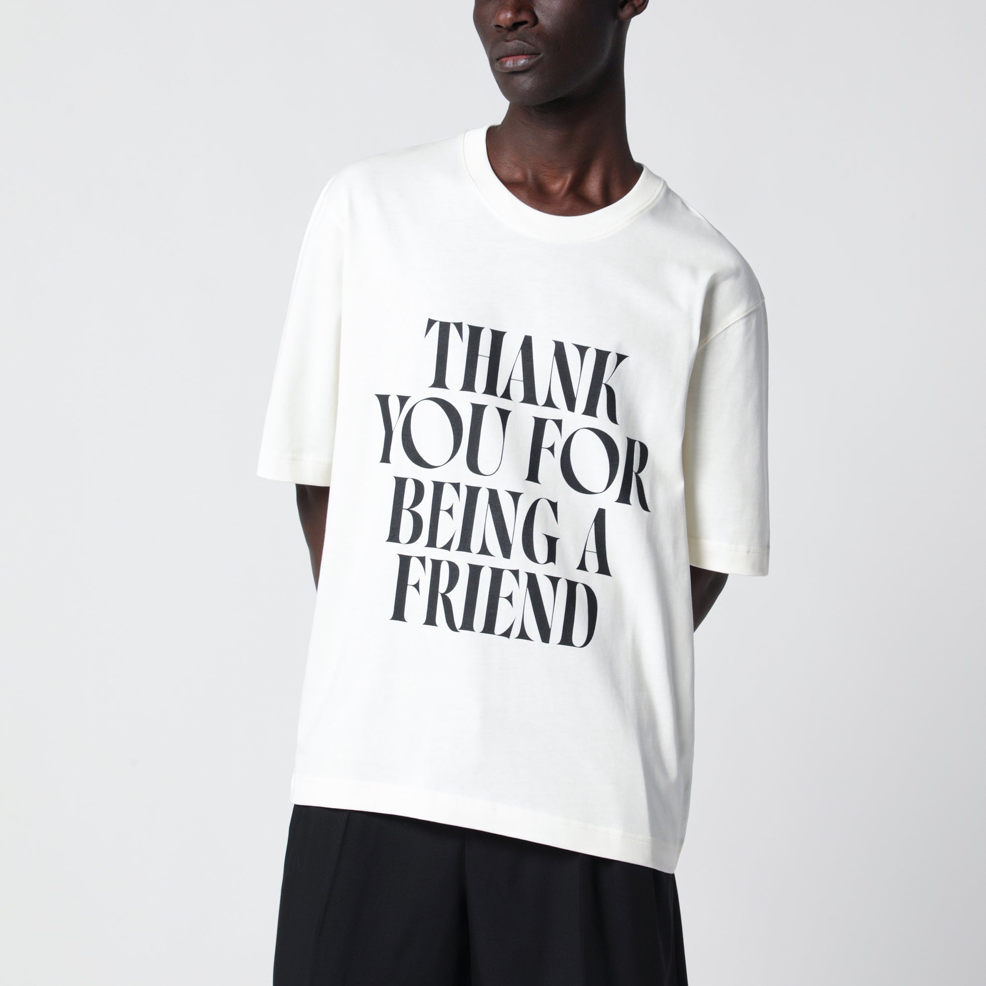 Cream white T-shirt in heavy cotton jersey