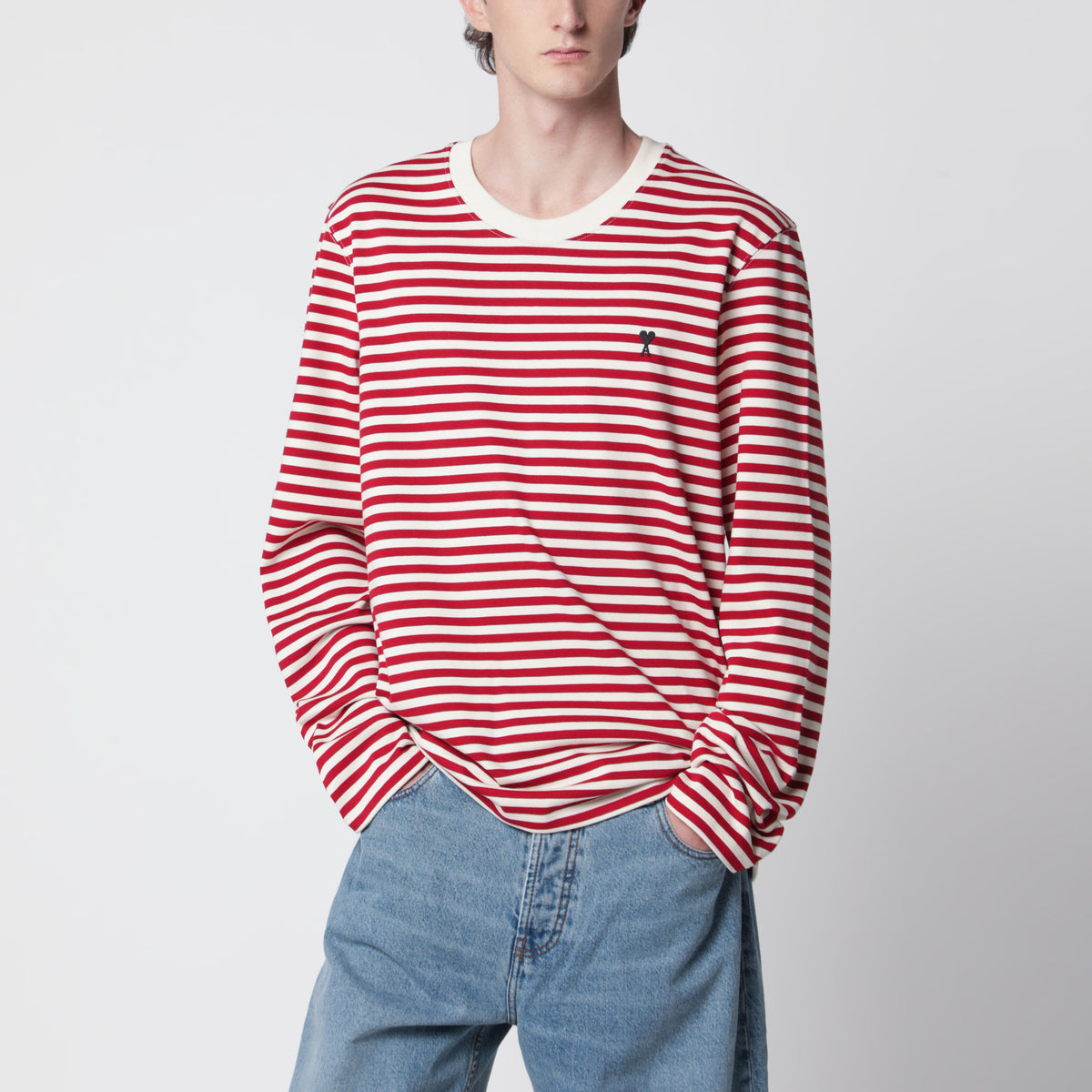 Red / Ivory striped Ami De Coeur long-sleeved T-shirt
