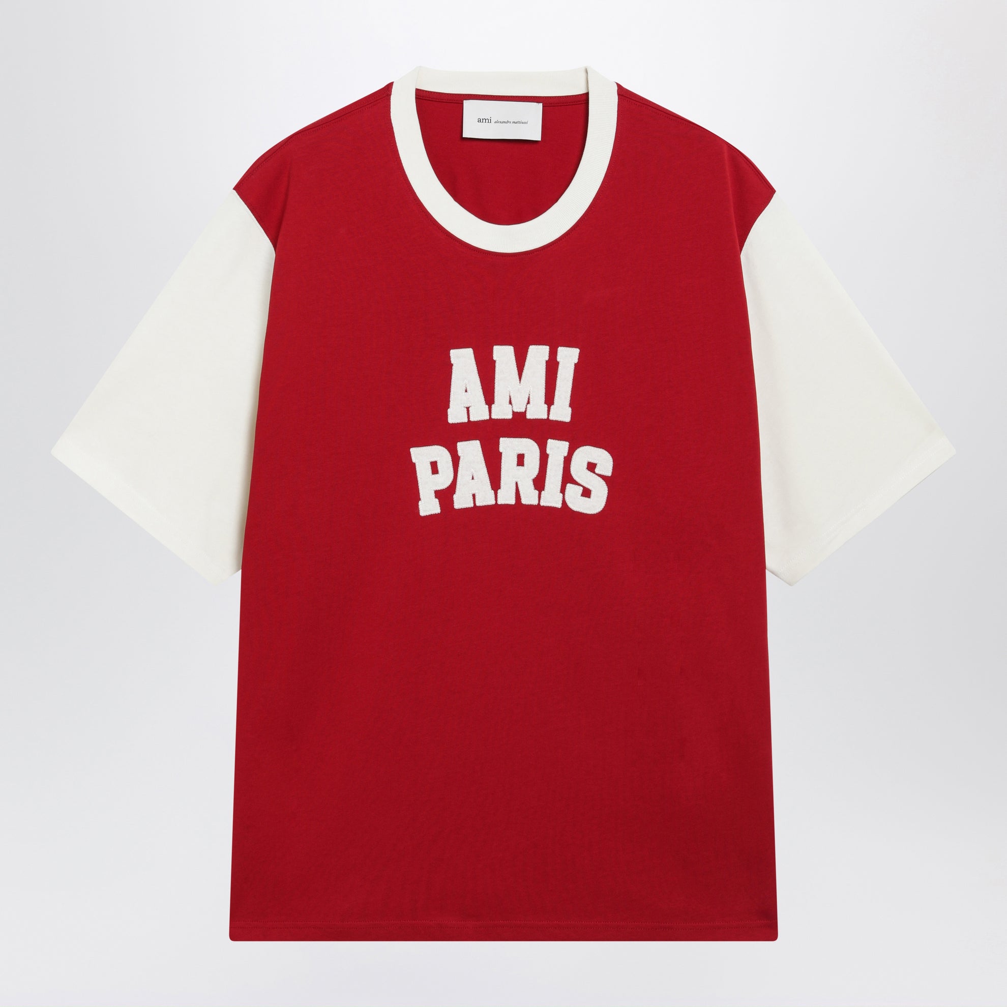 Ruby red T-shirt with logo embroidery