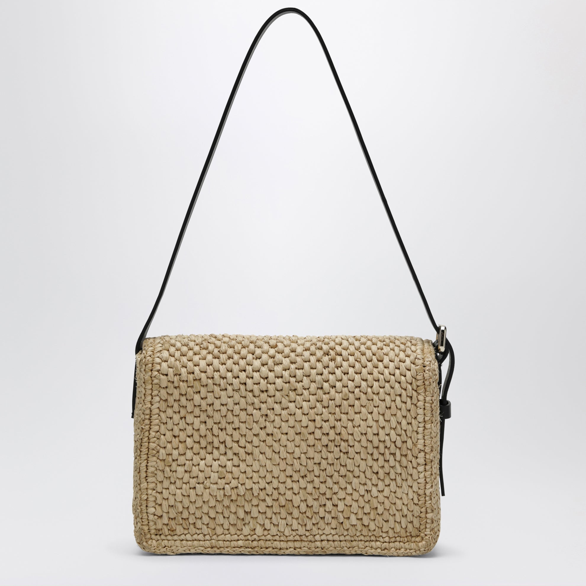 Borsa a spalla in rafia e pelle
