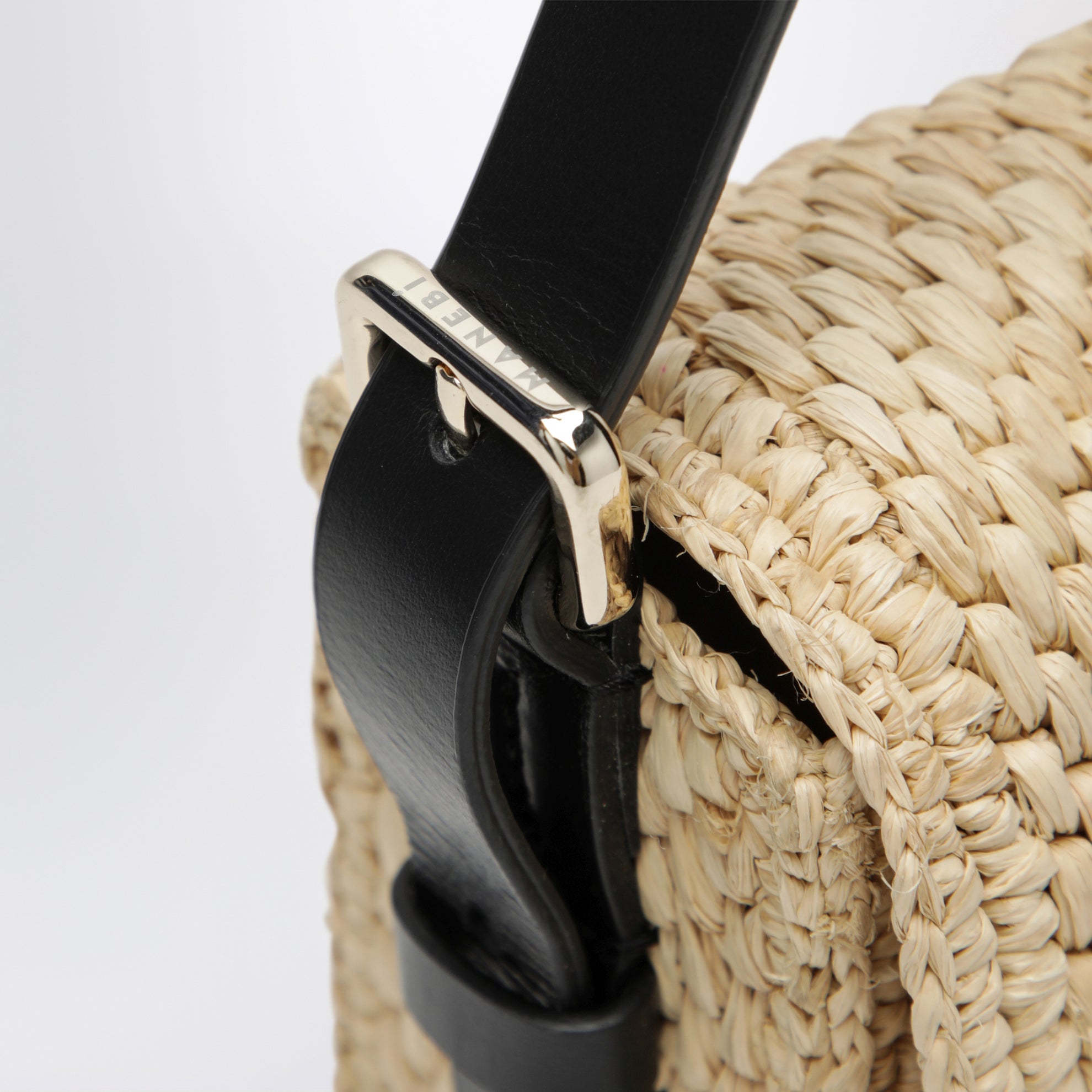 Borsa a spalla in rafia e pelle