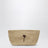 Raffia clutch with logo embroidery