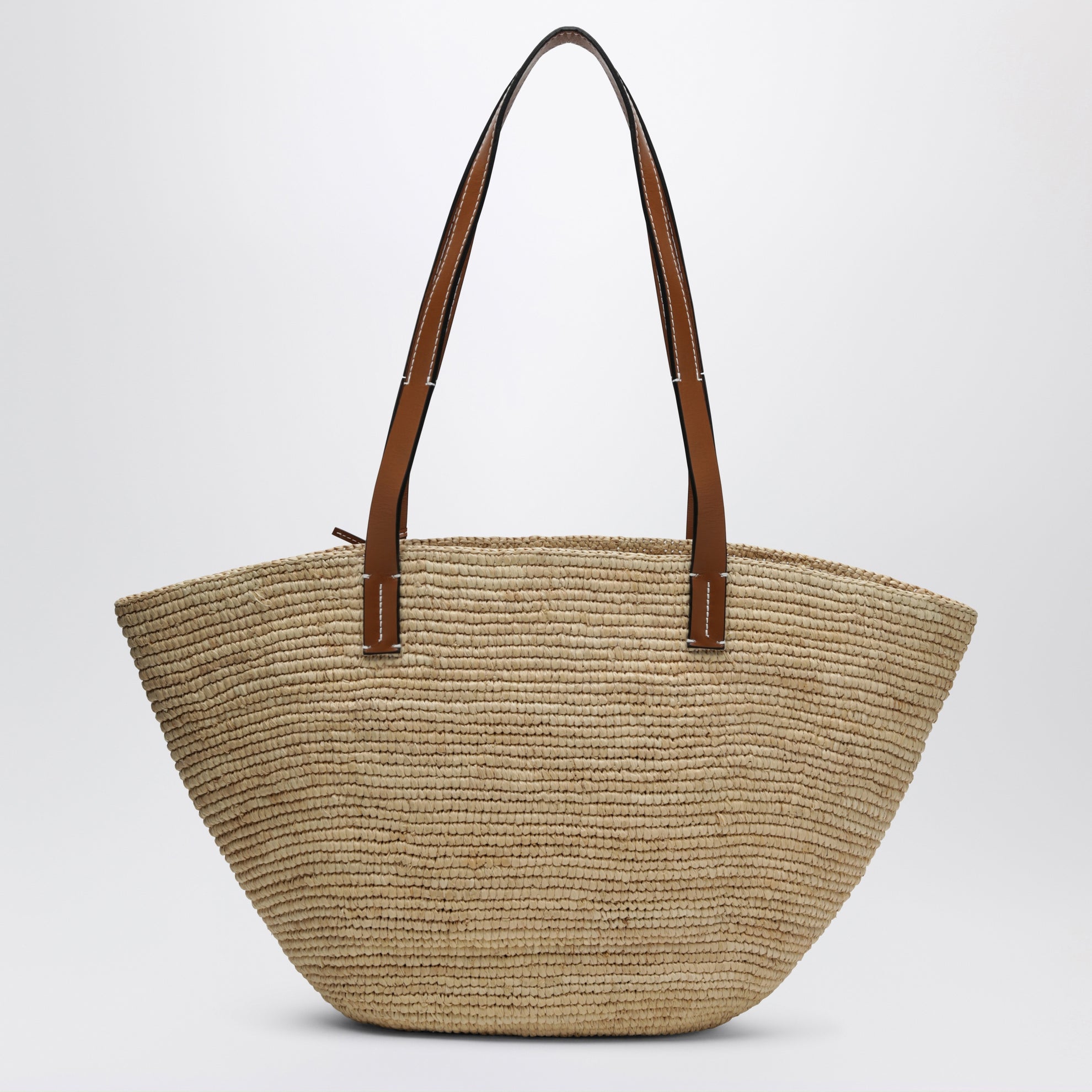 Borsa a spalla in rafia e pelle