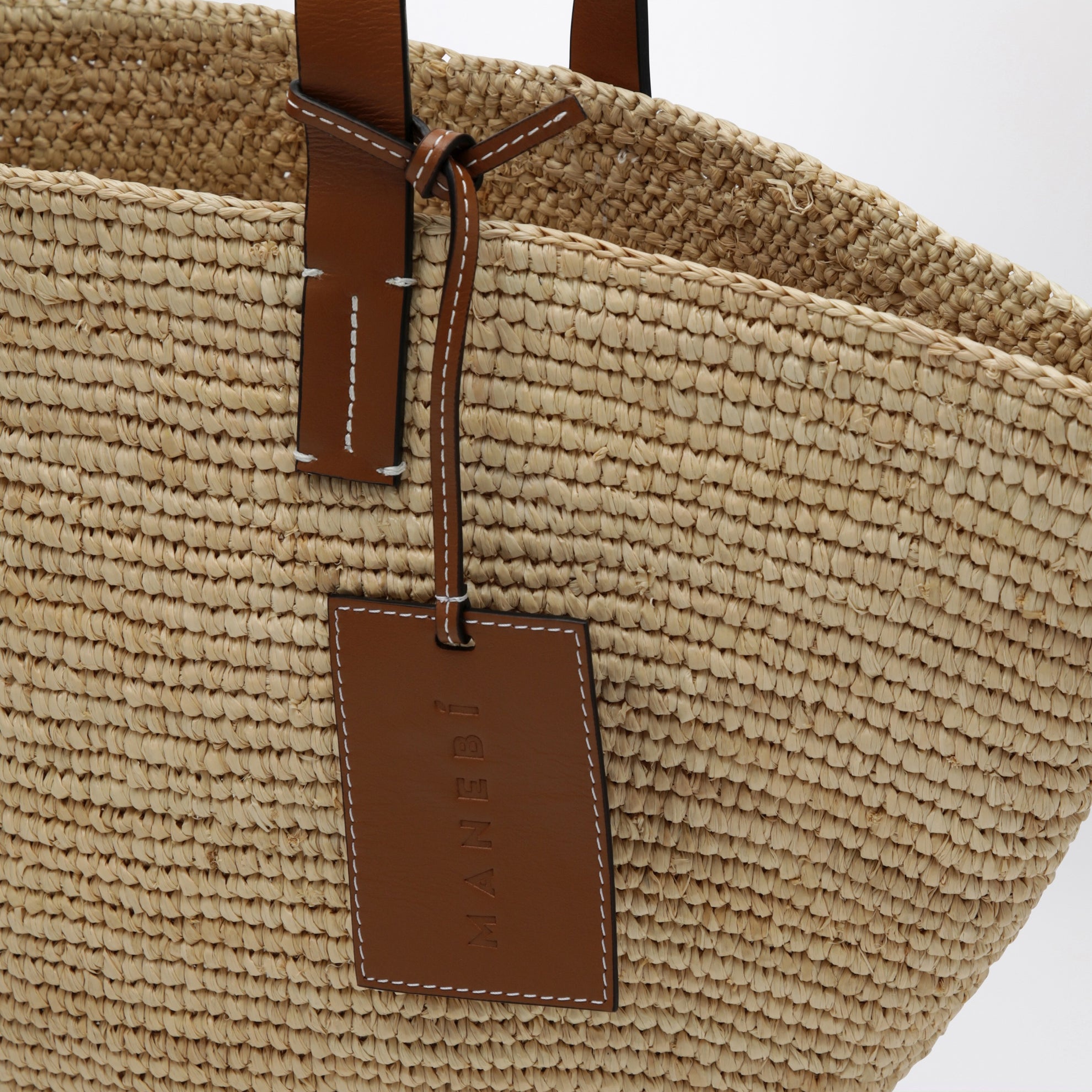 Borsa a spalla in rafia e pelle