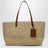 Raffia and leather shoulder bag