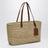 Raffia and leather shoulder bag