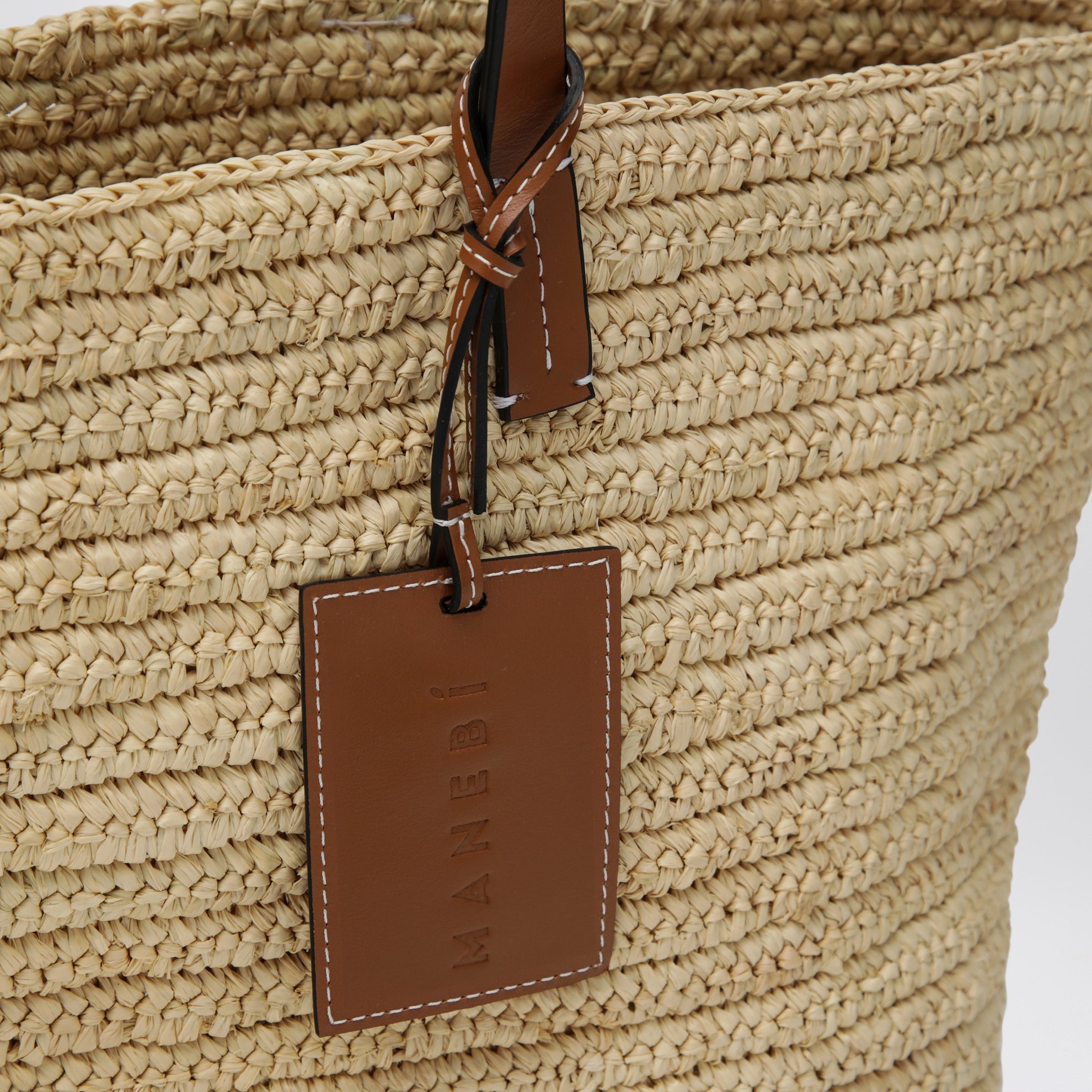 Raffia and leather shoulder bag