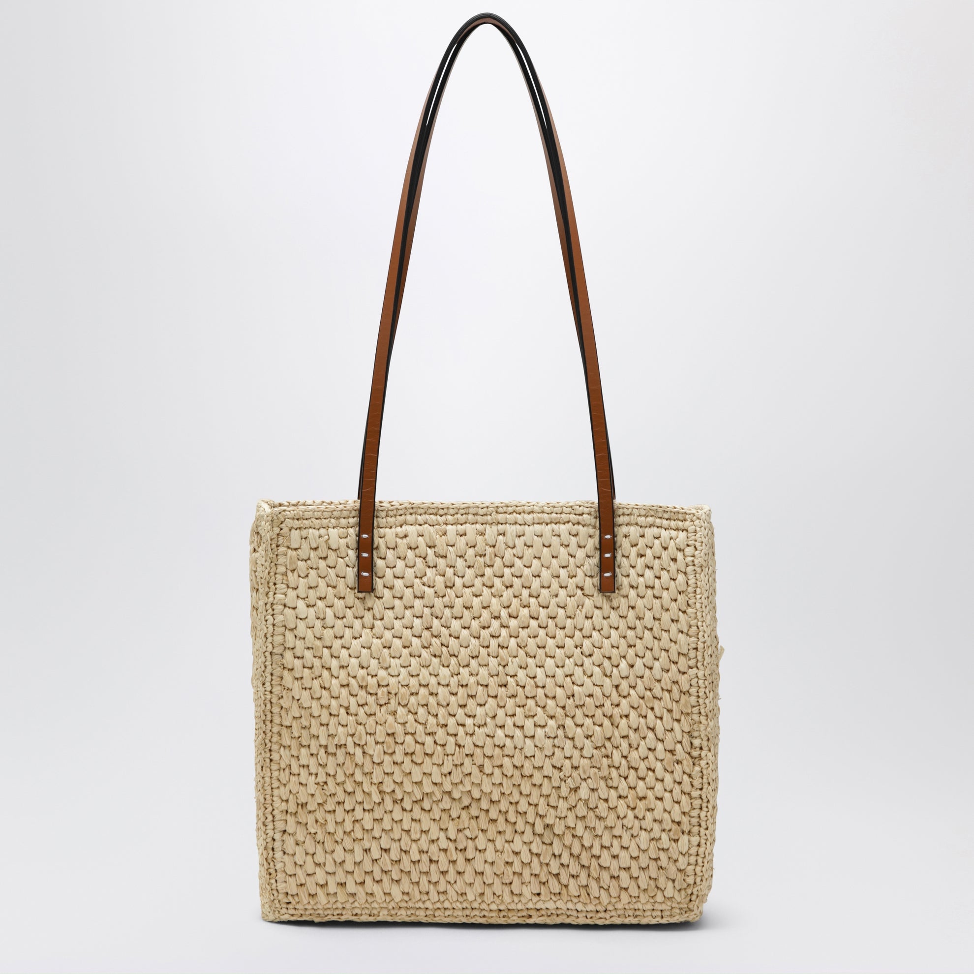 Beige raffia tote bag