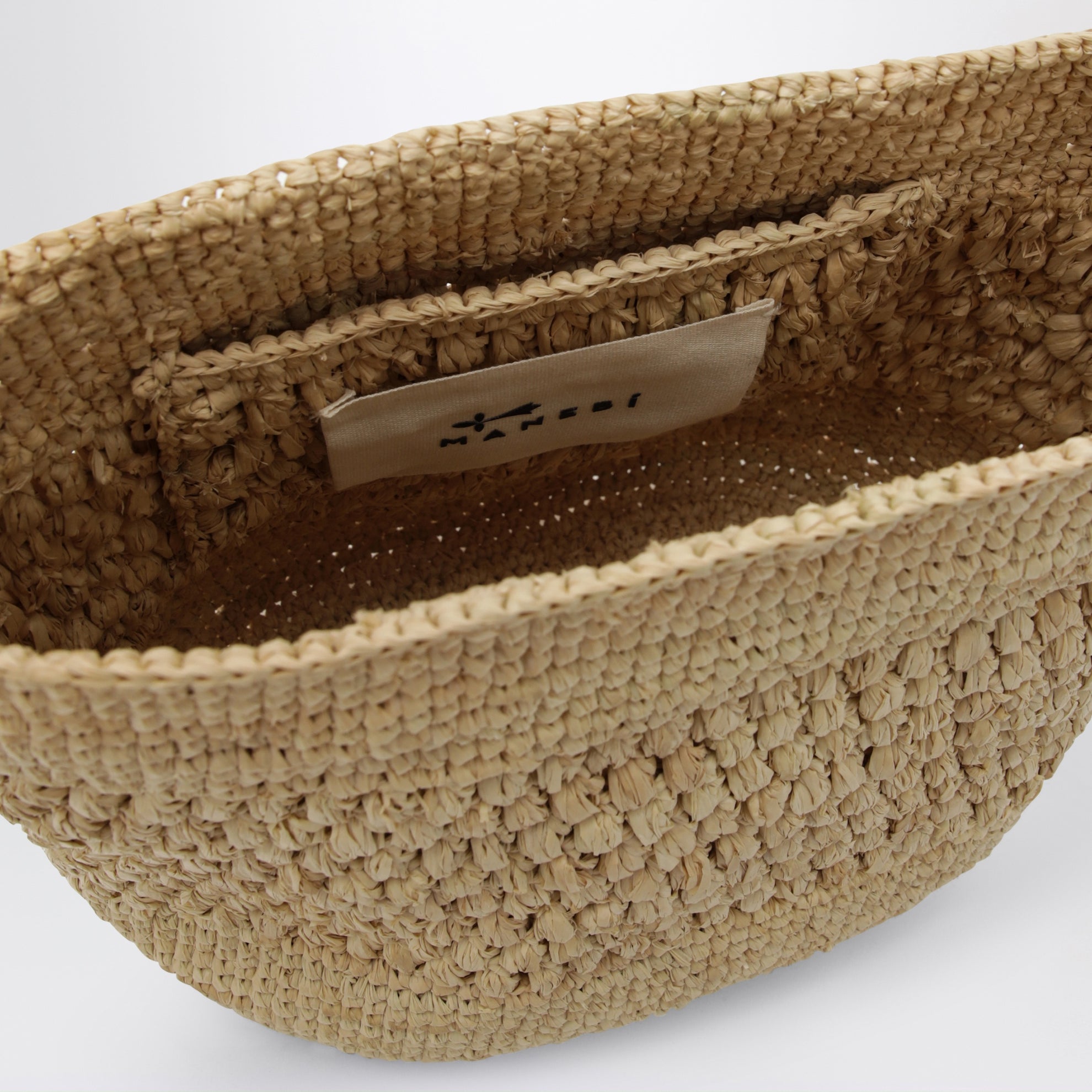 Borsa a tracolla in rafia e pelle