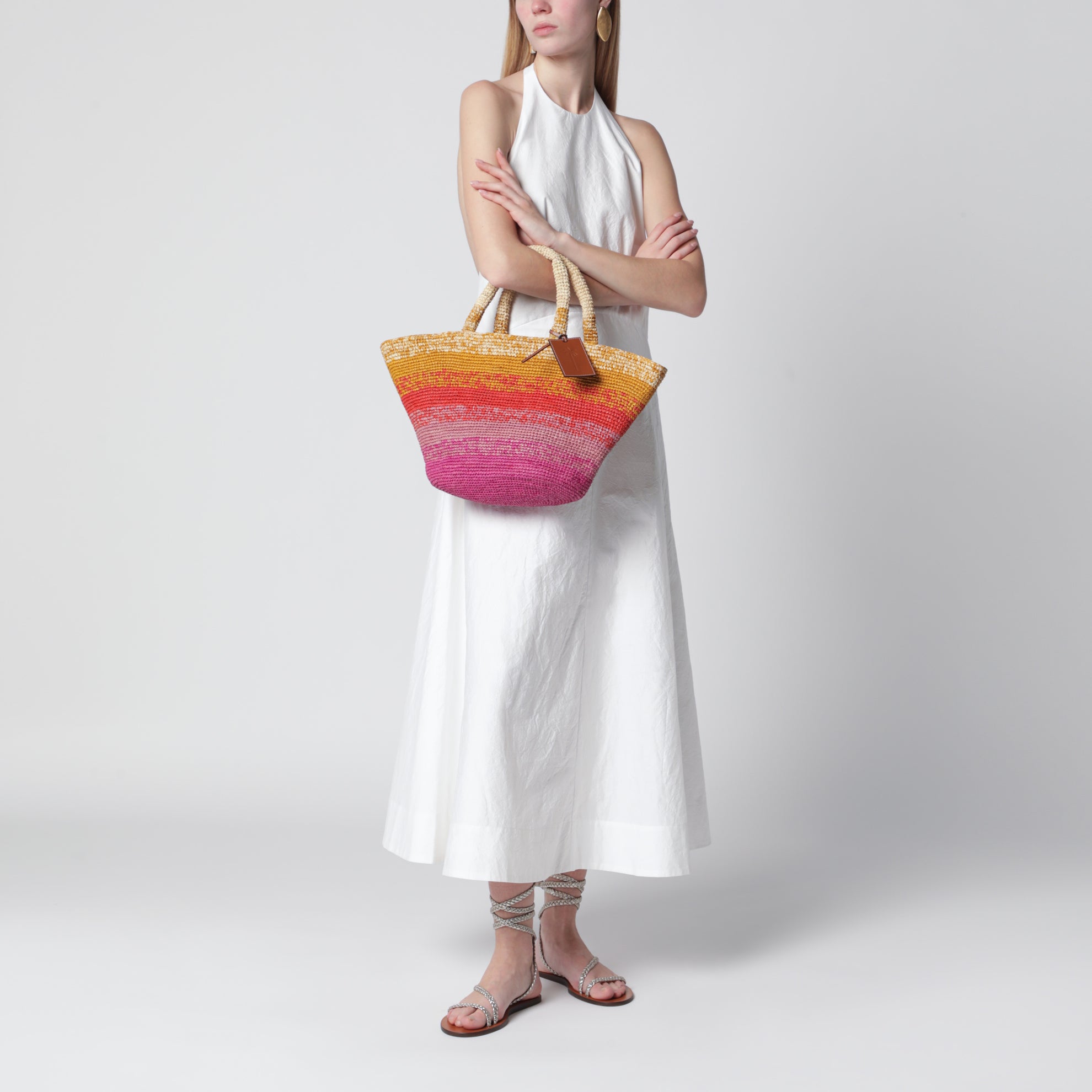 Sunset Glow Panier bag in raffia
