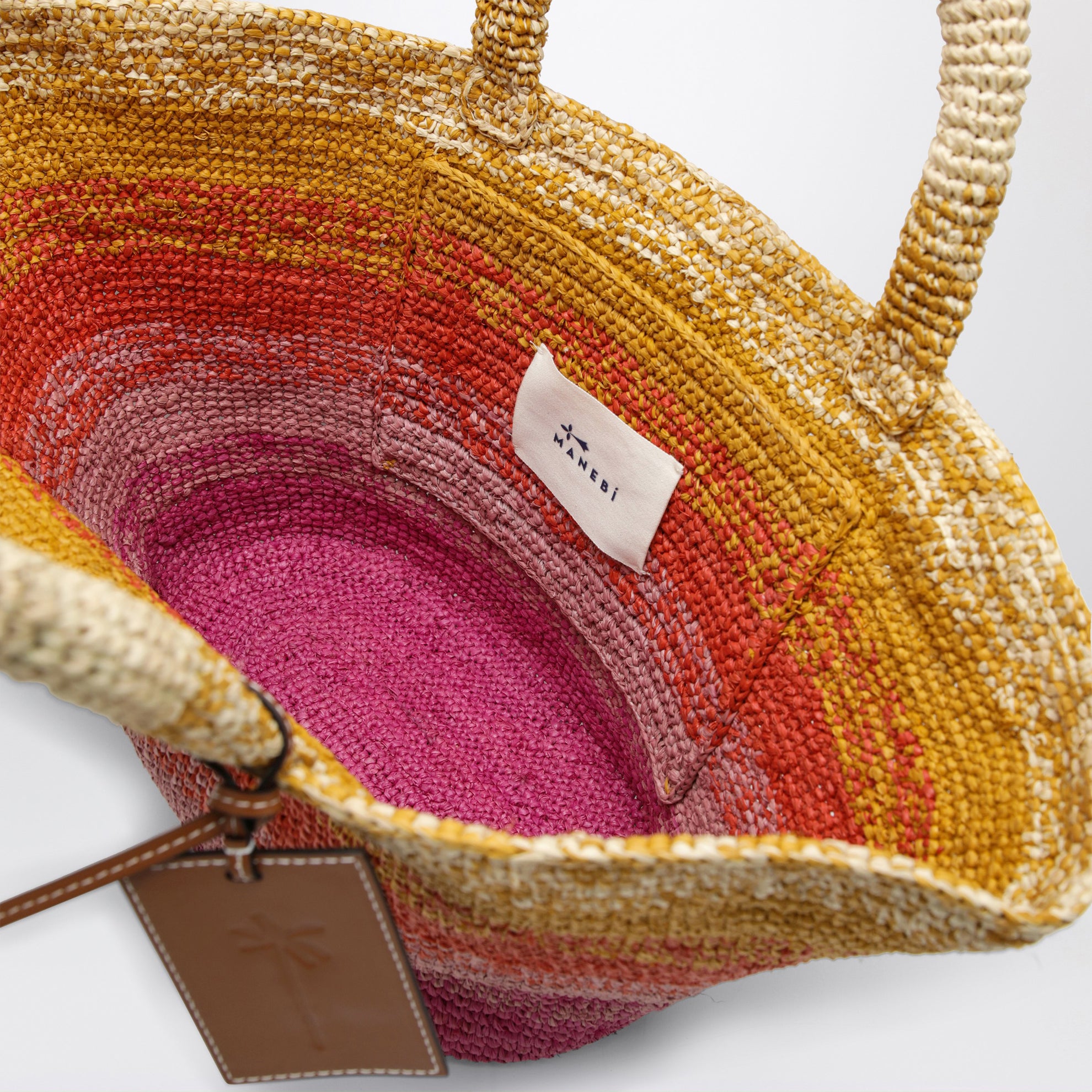 Sunset Glow Panier bag in raffia